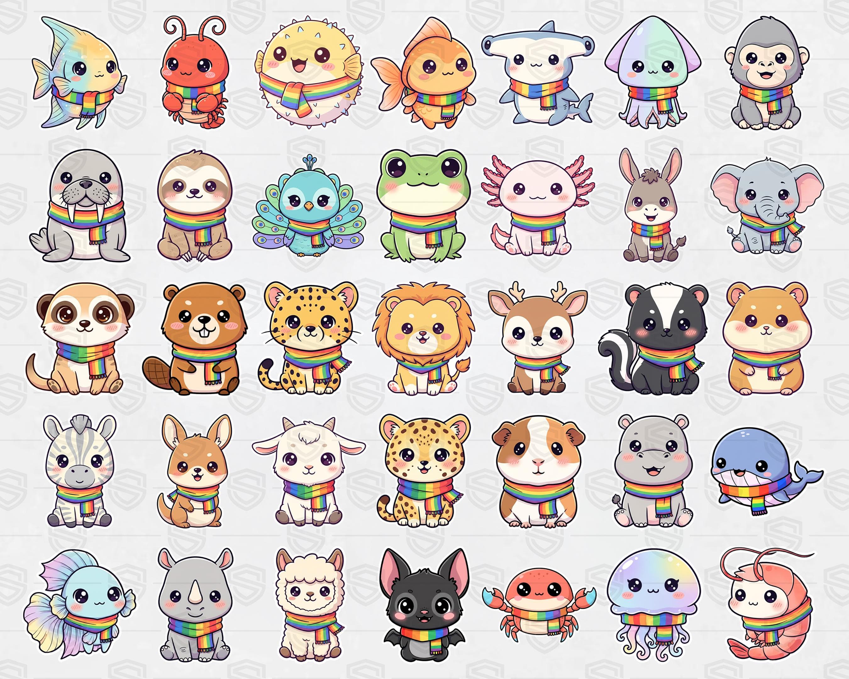 pride month rainbow animal clipart