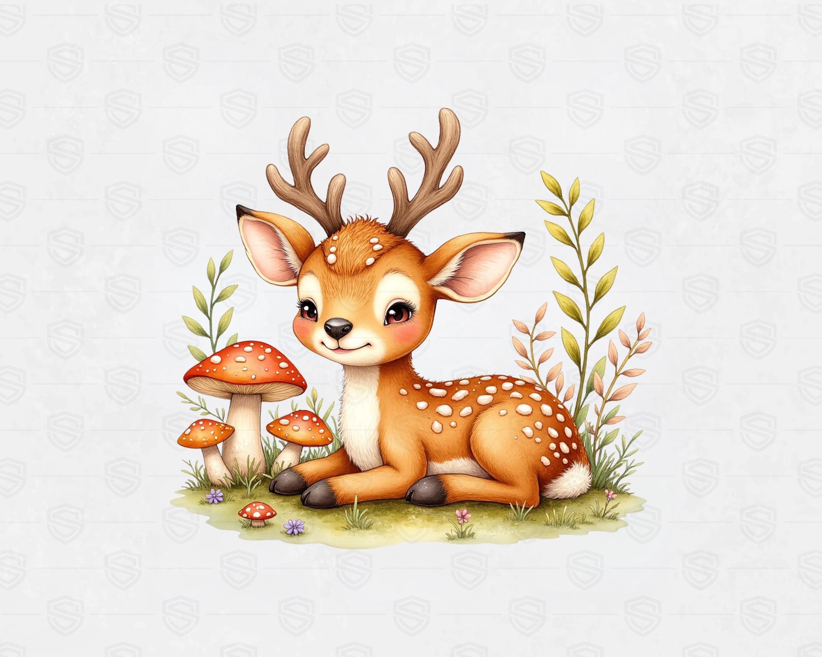 Baby deer kawaii style nursery clipart PNG