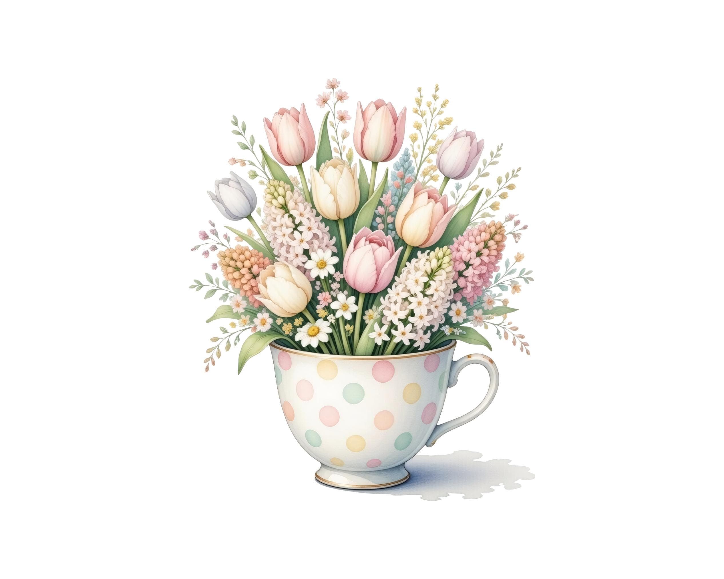 Watercolor Spring Flower Clipart Bundle | 30 Colorful Tulip & Flower Arrangements PNG | Digital Download - image 4