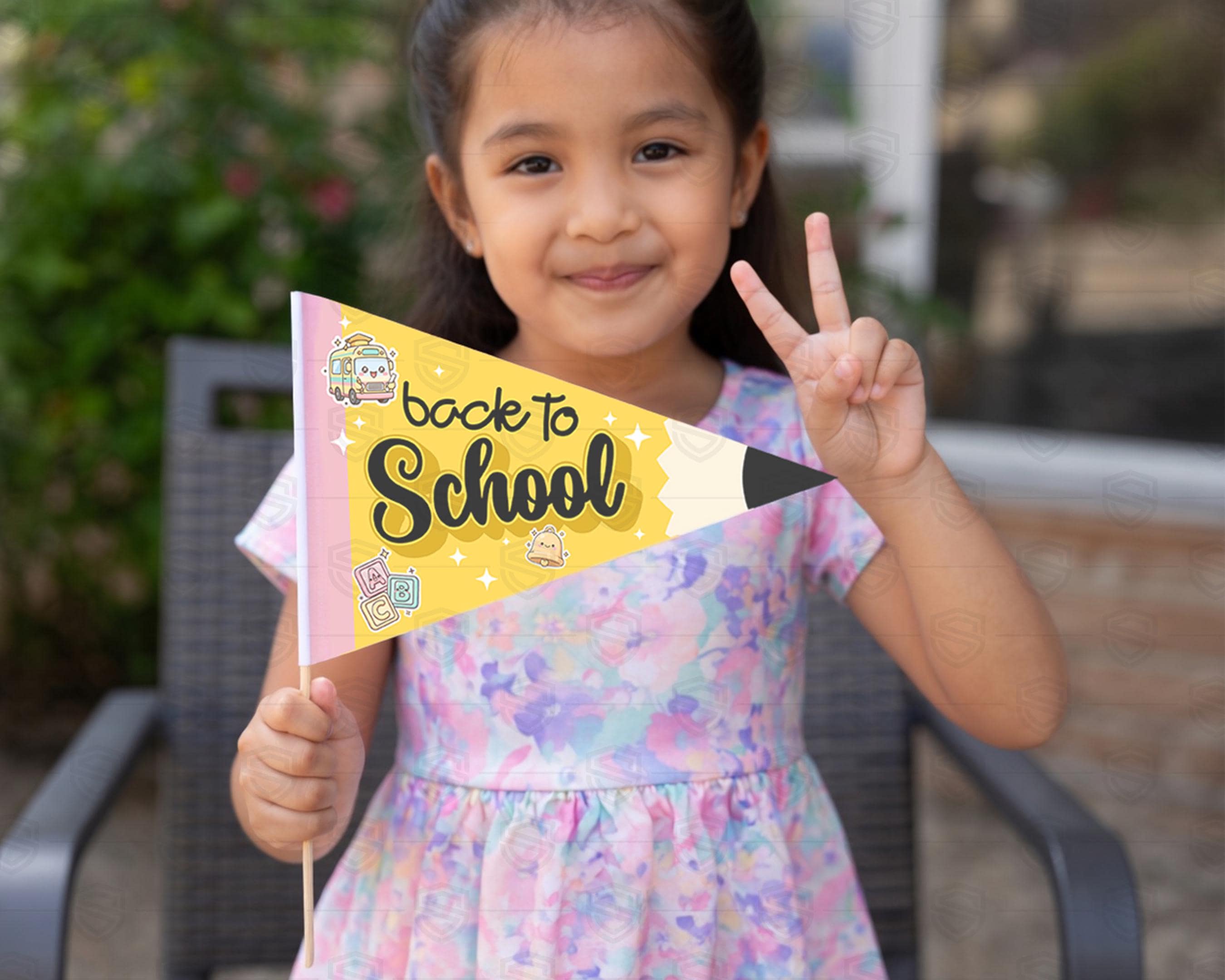 Back to School Printable Pennant Flags, Welcome Classroom Decor Kindergarten 1st to 5th Grade First Day of Pre-School