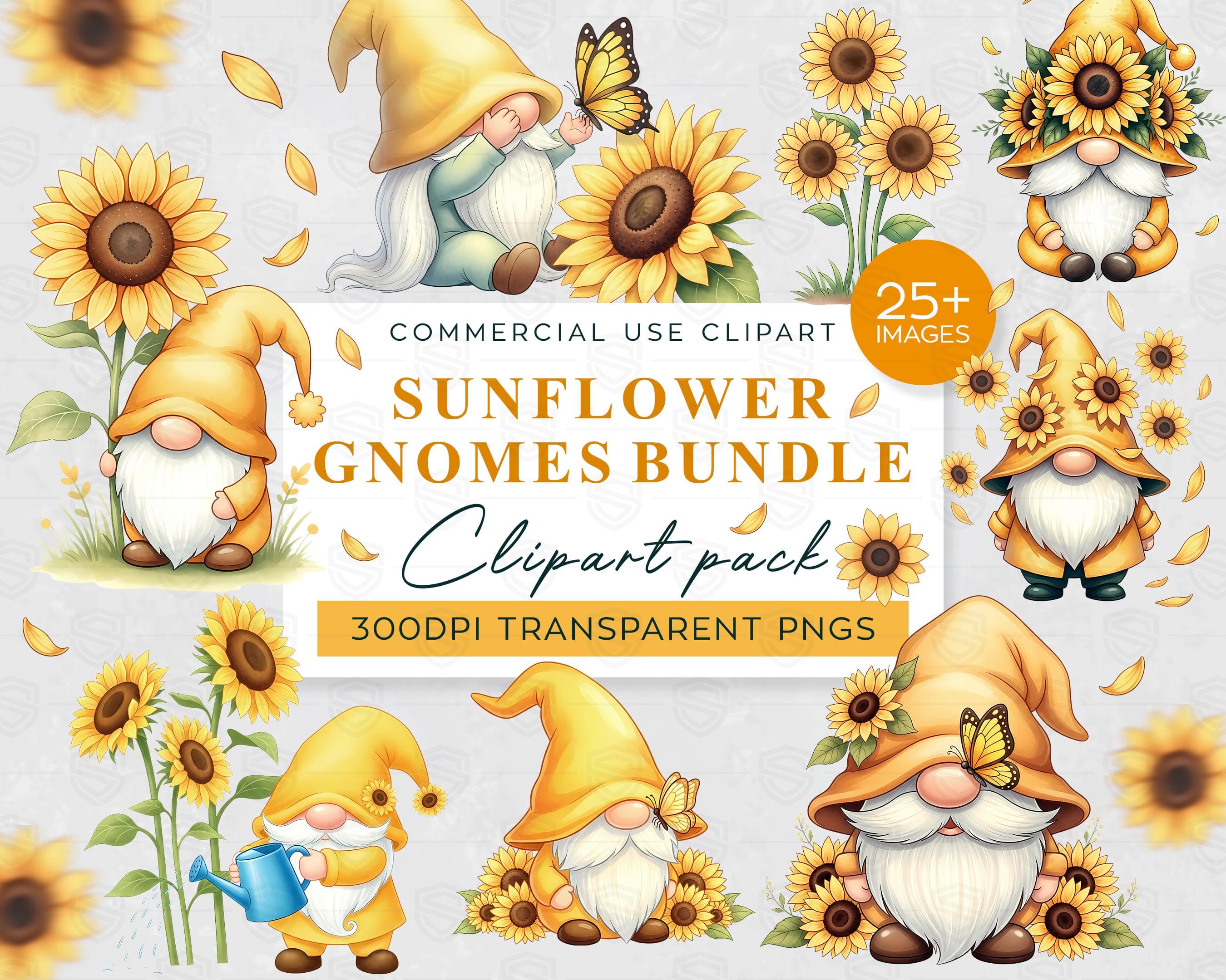 Sunflower Gnome PNG Bundle, Sunflower Gnome Clipart, Summer Gnome Bundle, Gnome Sublimation, 25+ Cute Gnomes PNG