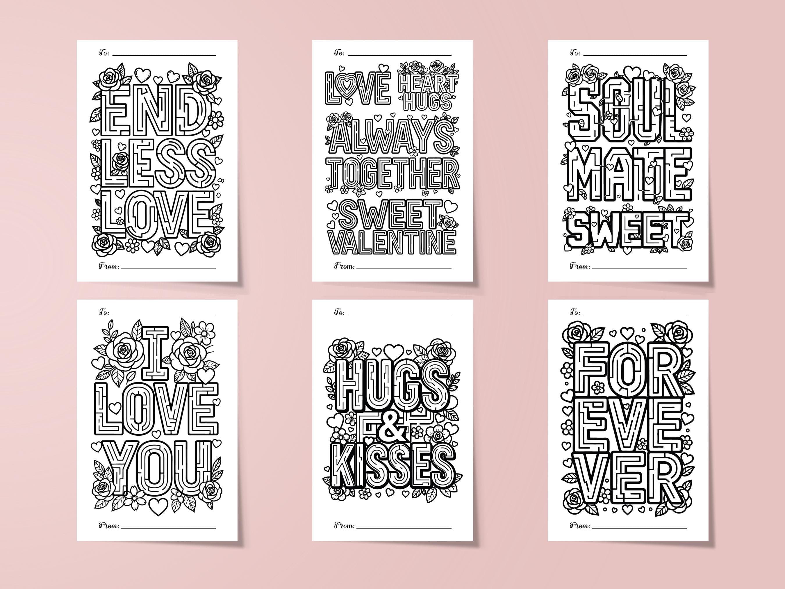 Valentine Coloring Card | Maze LOVE Floral Design | 4x6 Printable | Digital Download | DIY Valentine Craft - image 3
