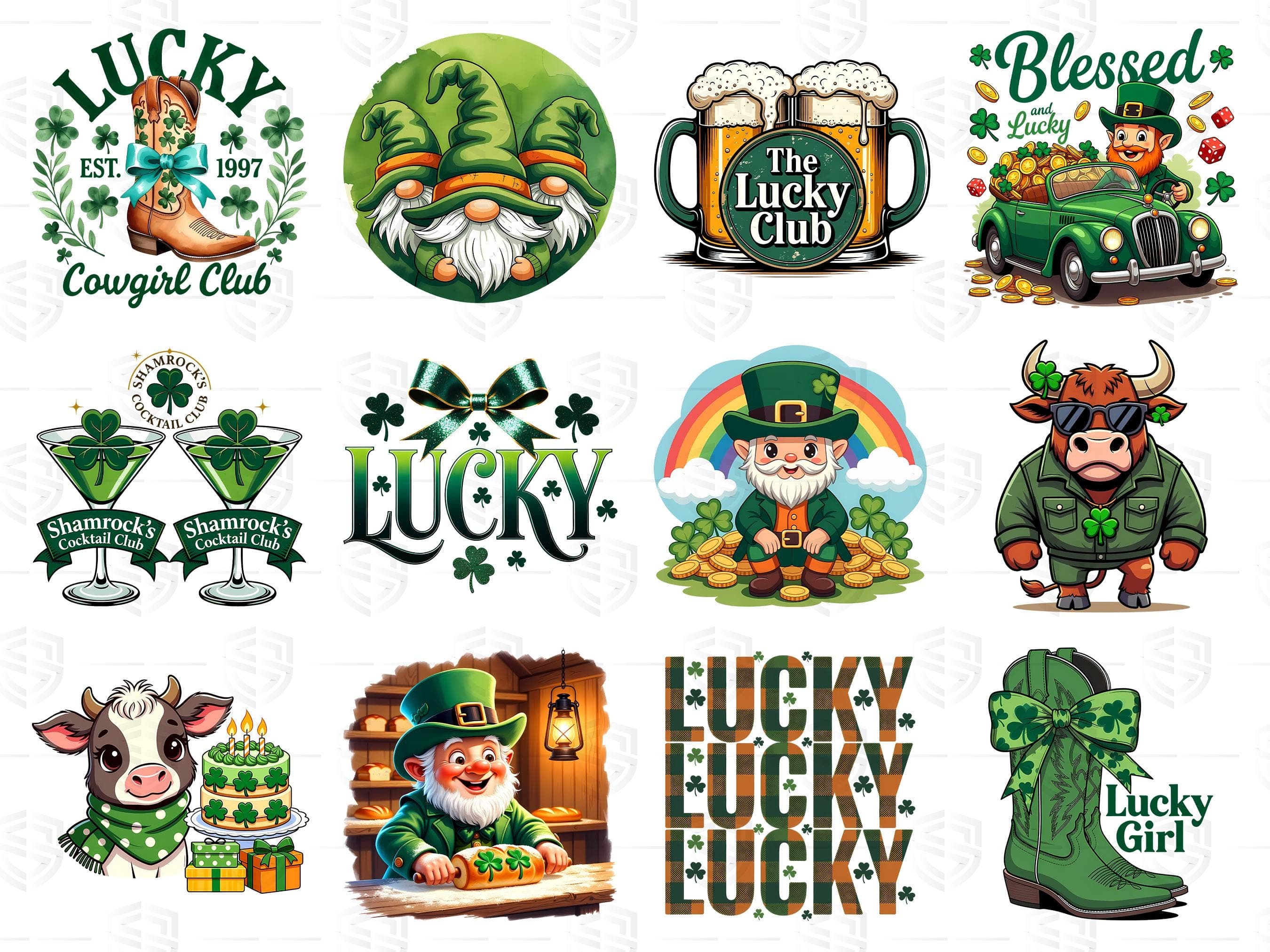 St Patrick’s Day PNG Bundle, Lucky Shamrock Gnome Irish Sublimation T-Shirt Designs - image 4