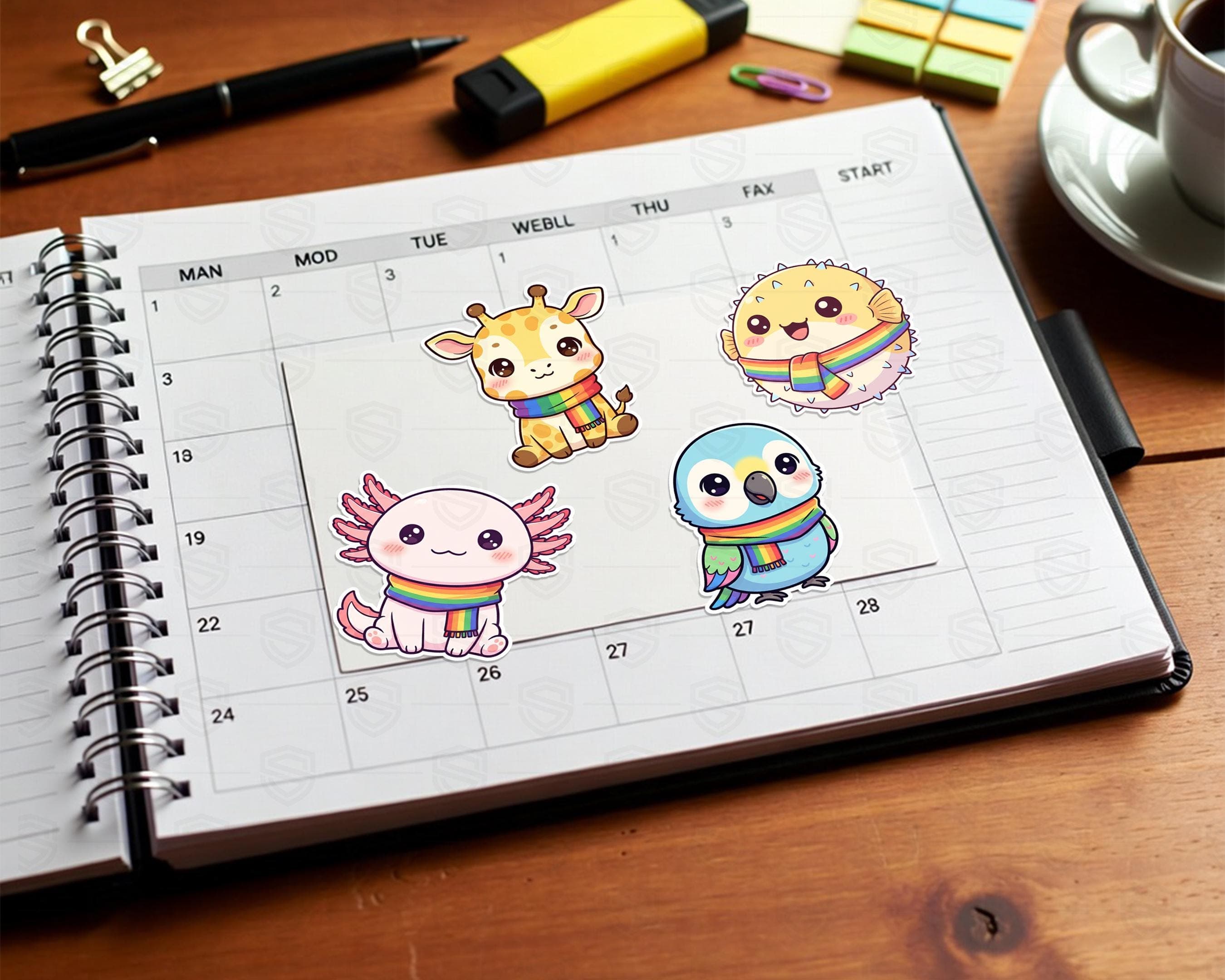 Pride Month Kawaii Cute Animal PNG Bundle, Chibi Animal Clipart, Ocean & Land Creatures, Rainbow Sublimation Designs, Commercial Use - image 5