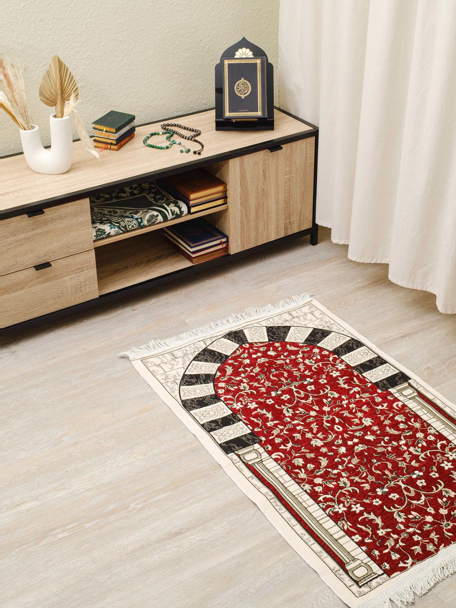 Prayer Rug Rawda - Granada Arch Prayer Mat | Soft, Lightweight Floral Design | Ramadan gift