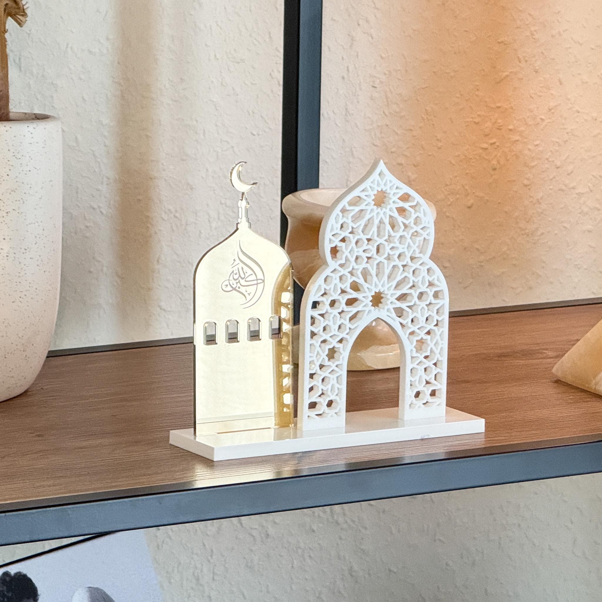 Islamic Decor 2-in-1 Ramadan Kareem & Allahu Akbar Gold Acrylic Sign - Mosque Decoration - image 5