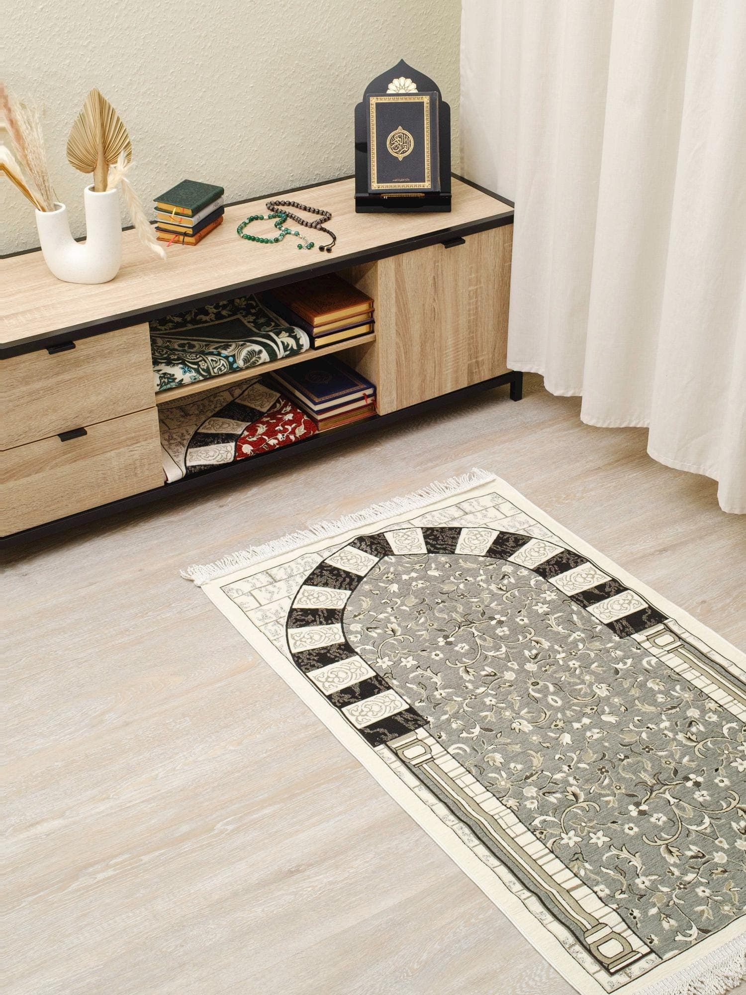 Prayer Rug Rawda - Granada Arch Prayer Mat | Soft, Lightweight Floral Design | Ramadan gift - image 5