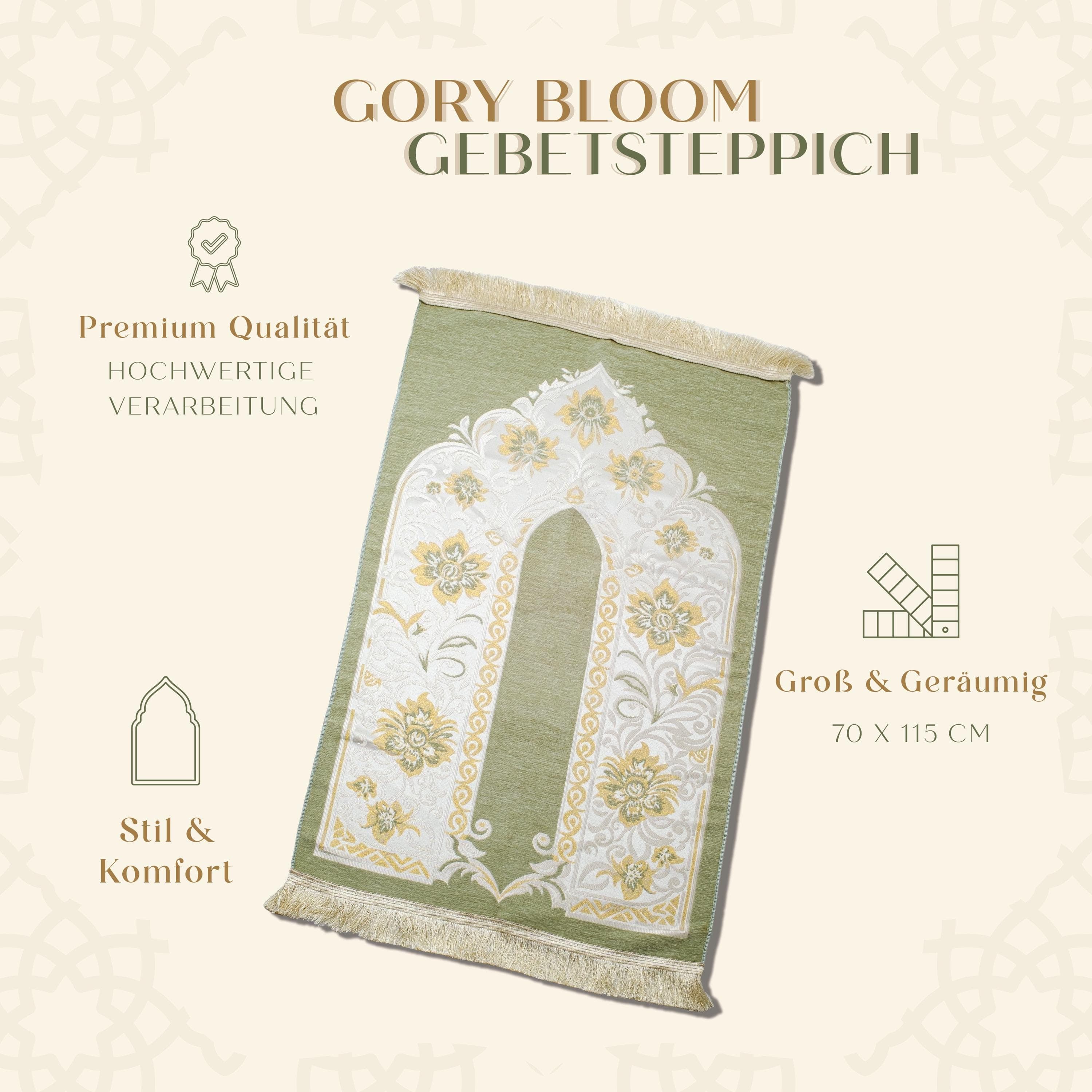Floral Arch Prayer Mat | Jacquard-Woven Acrylic Blend, Made in Egypt - image 5