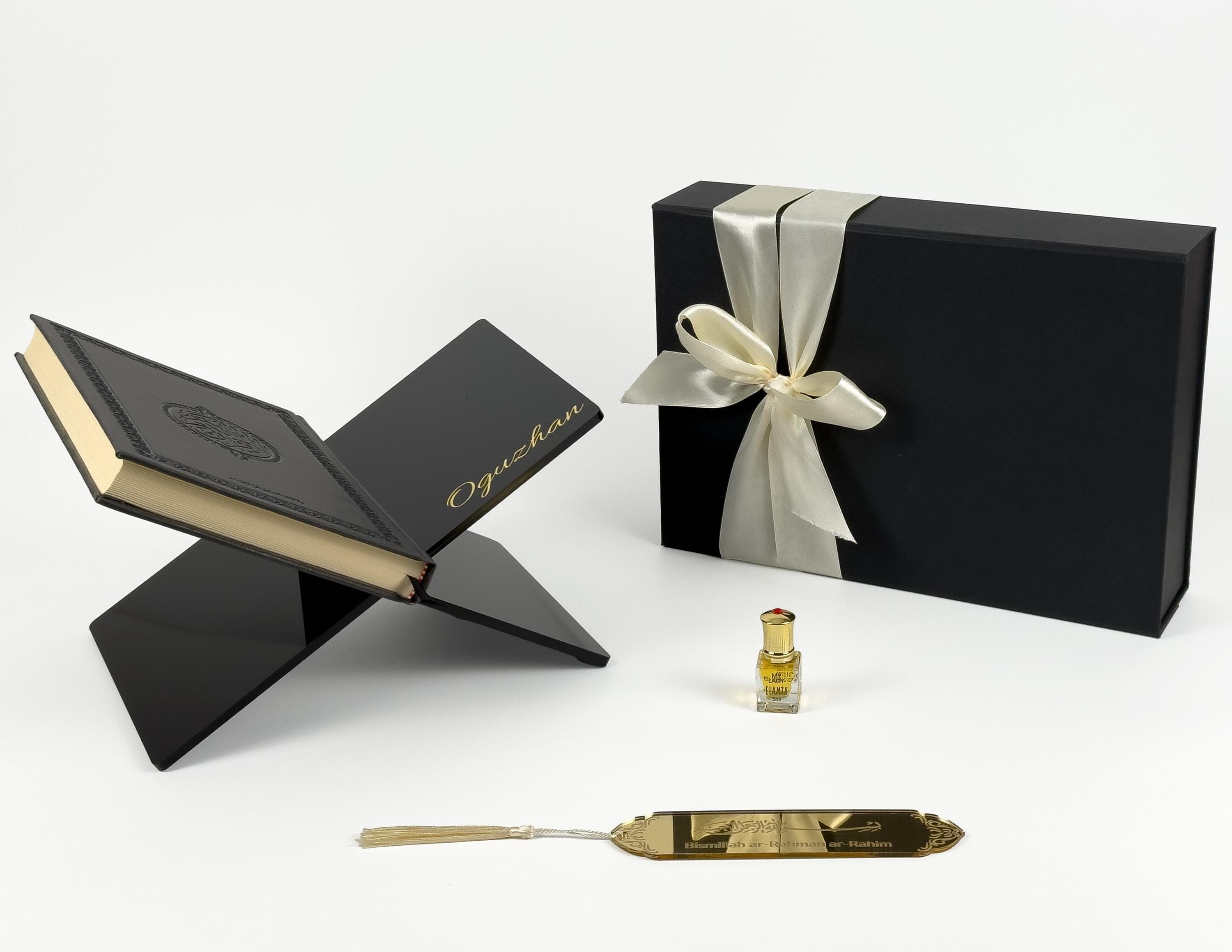 Personalized Islamic Gift Box: Arabic Quran, Oud Perfume & Stand - image 4