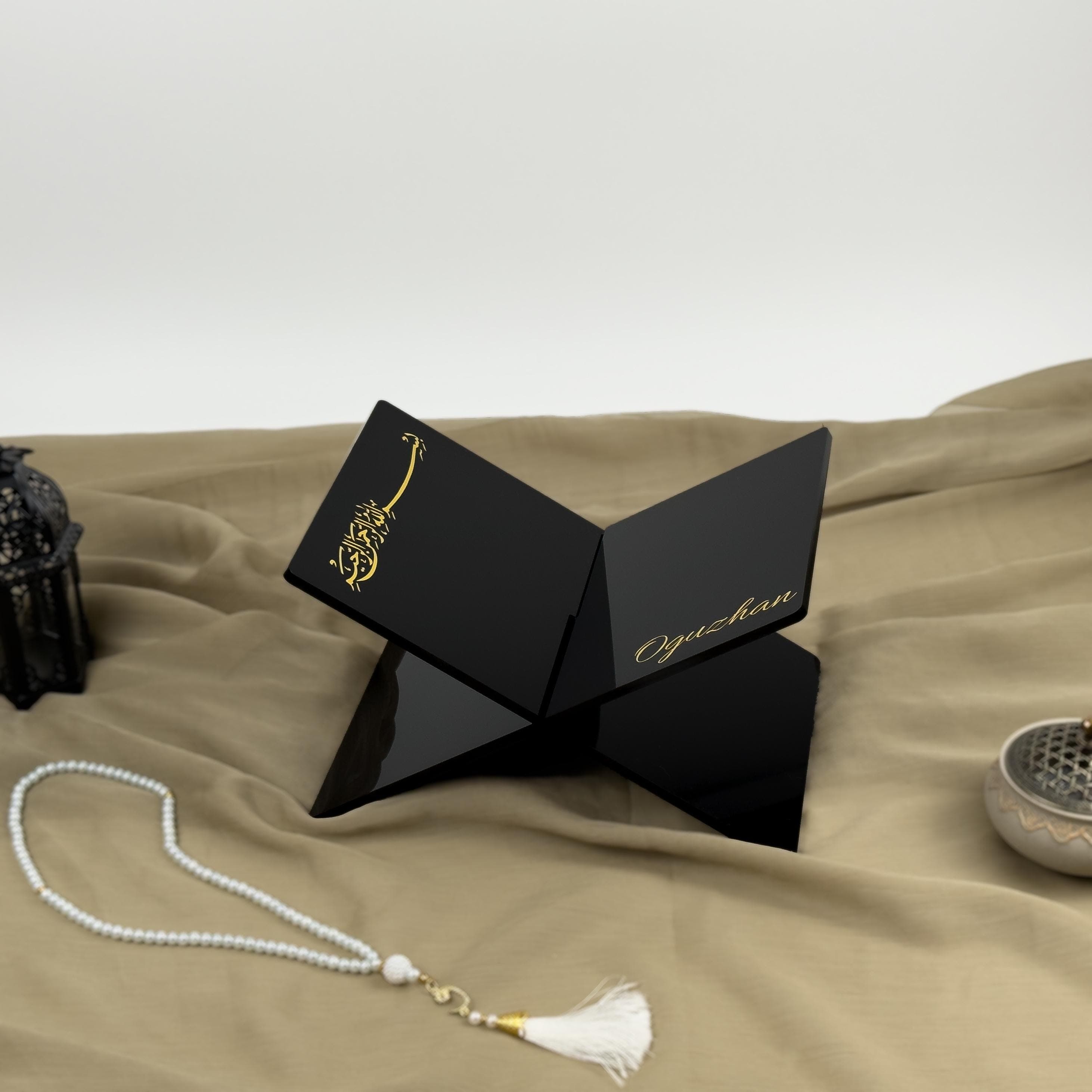 Black Quran Holder Elegant way to protect and Read the Holy Quran | Islamic Gift, Ramadan