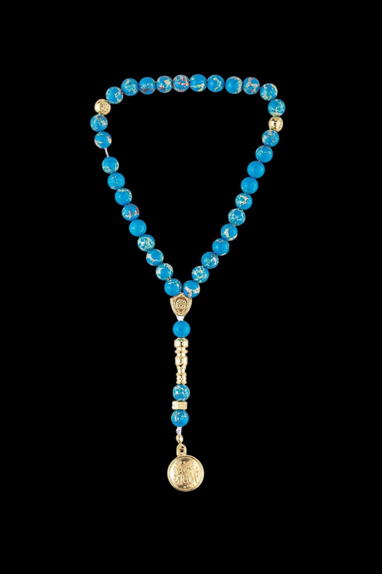 Aqeeq Agate Tasbeeh; Prayer Beads; Islamic Misbaha; Gold-Plated Pendant; Dhikr Beads; Ramadan Eid Gift; Muslim Spiritual Jewelry