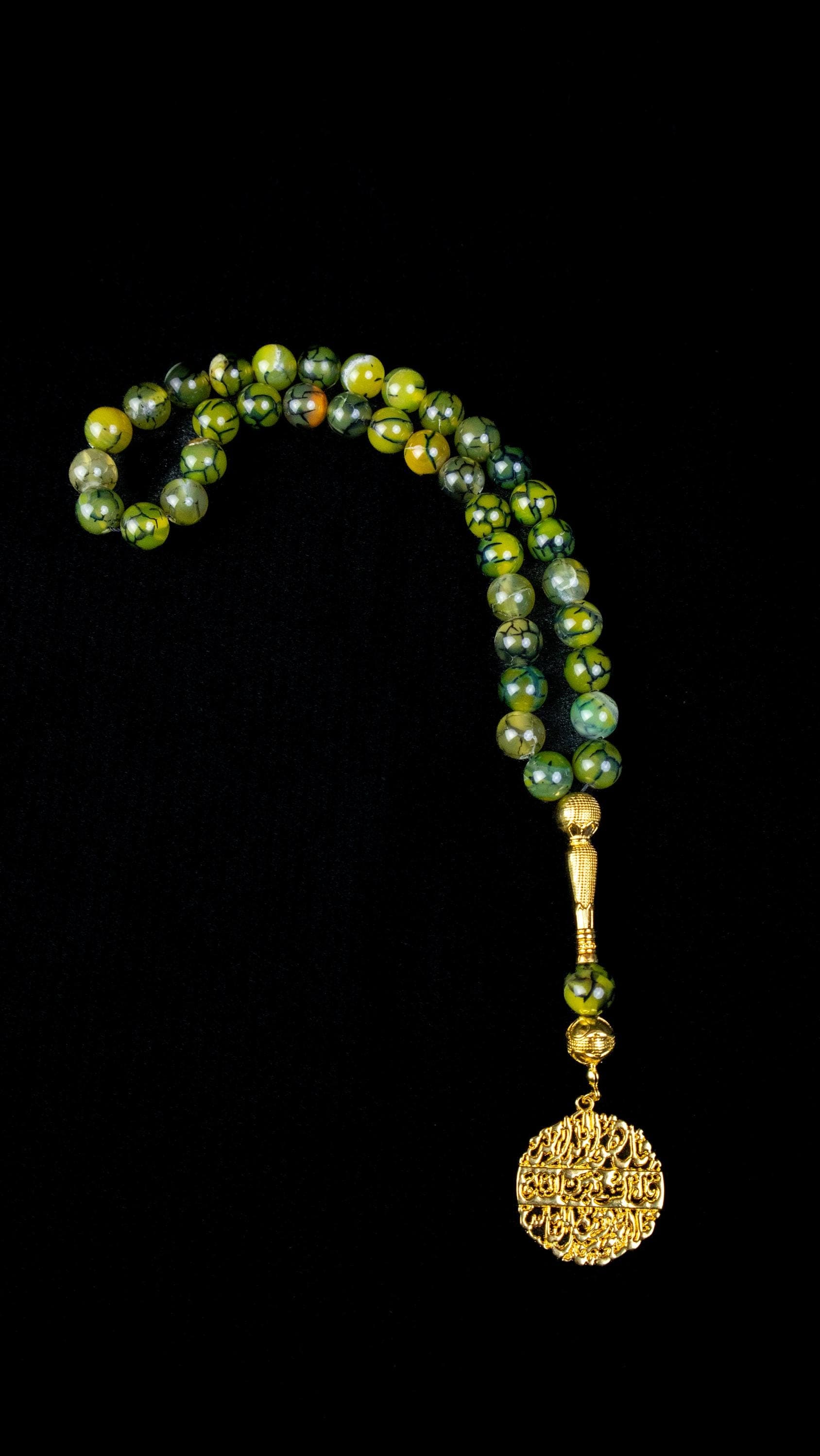 Aqeeq Agate Tasbeeh; Prayer Beads; Islamic Misbaha; Gold-Plated Pendant; Dhikr Beads; Ramadan Eid Gift; Muslim Spiritual Jewelry