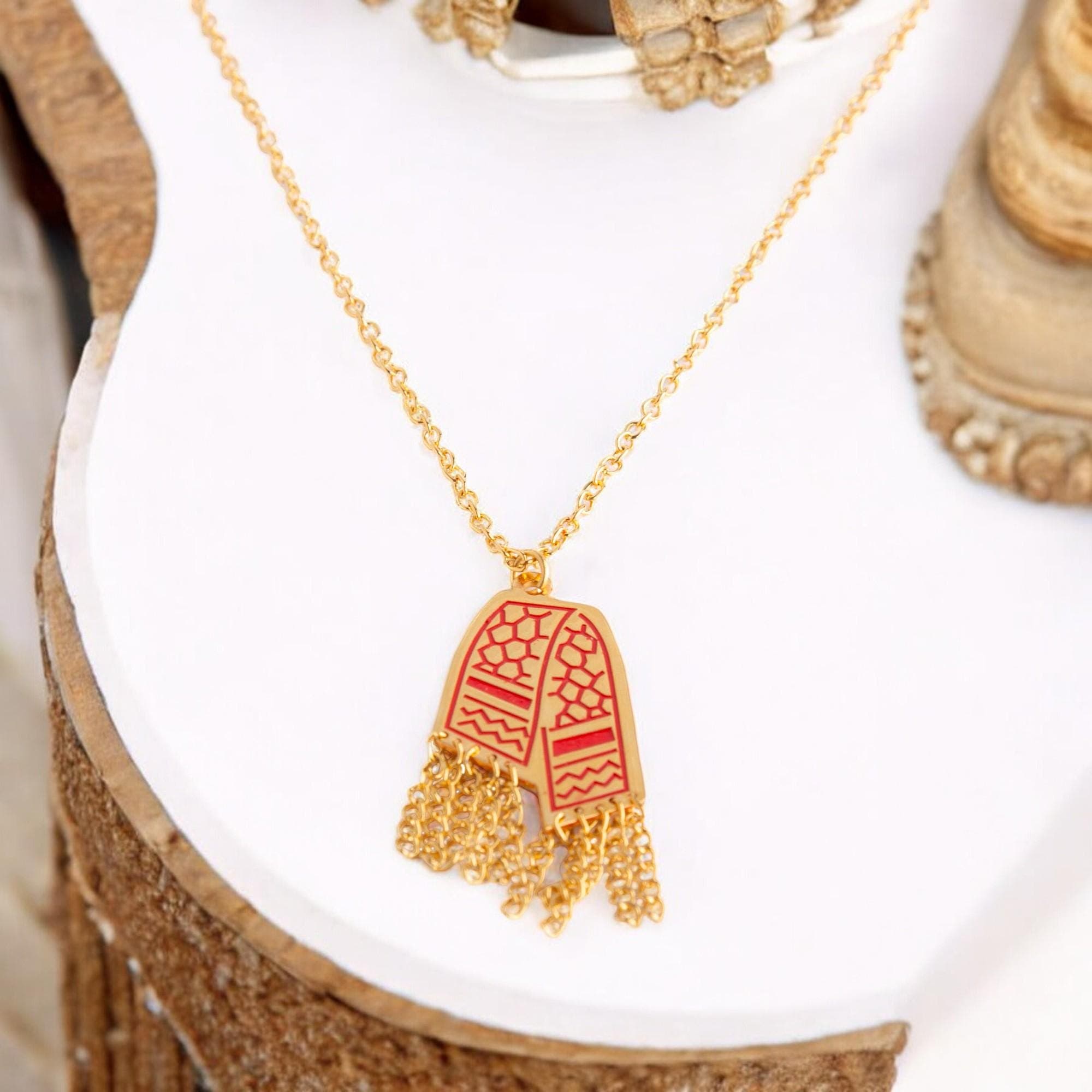 24k Gold-Plated Keffiyeh Necklace; Palestinian Jewelry; Arabic Heritage; Middle Eastern Gift; Cultural Gold Pendant; Gift for Her - image 3