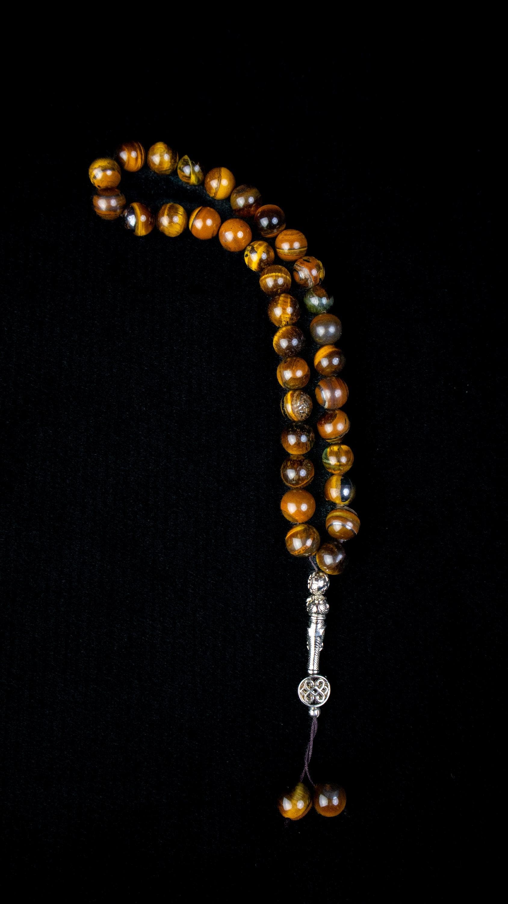 Aqeeq Agate Tasbeeh; Prayer Beads; Islamic Misbaha; Silver-Plated Pendant; Dhikr Beads; Ramadan Eid Gift; Muslim Spiritual Jewelry