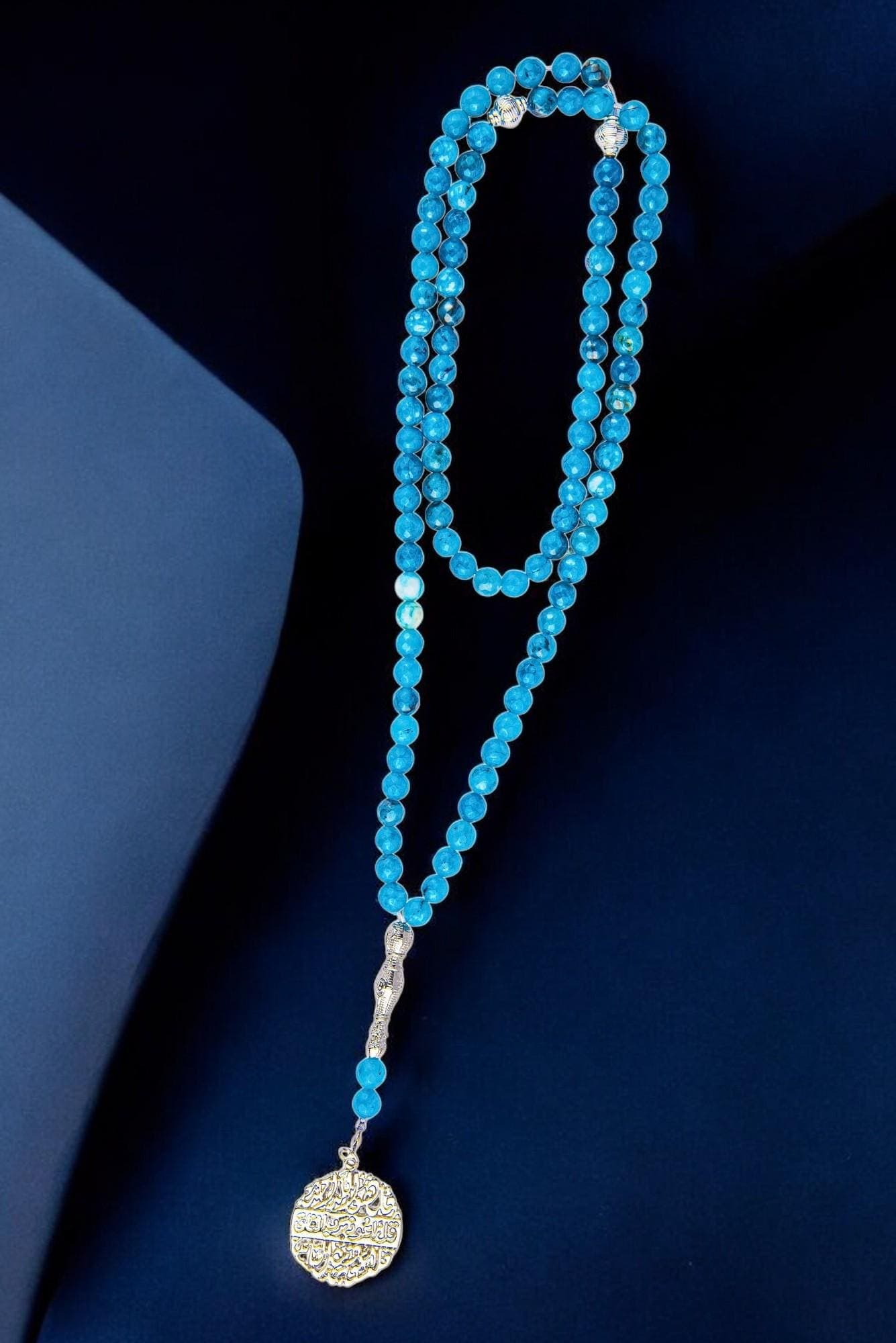 Aqeeq Agate Tasbeeh; Prayer Beads; Islamic Misbaha; Silver-Plated Pendant; Dhikr Beads; Ramadan Eid Gift; Muslim Spiritual Jewelry
