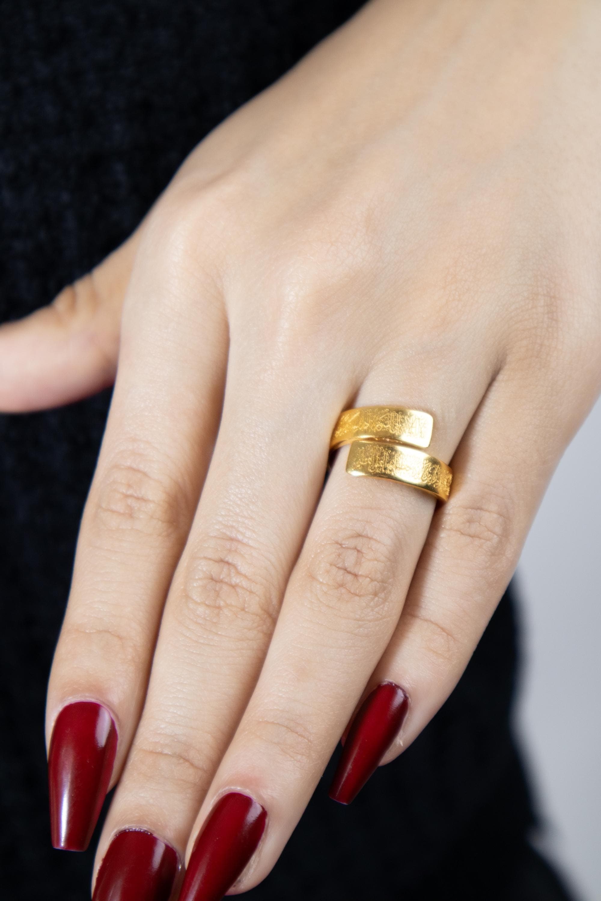 Ayatul Kursi Ring; 24k Gold-Plated; Islamic Calligraphy Jewelry; Quran Ring; Muslim Gift; Protection Jewelry; Eid Gift; Dainty; For Her - image 5