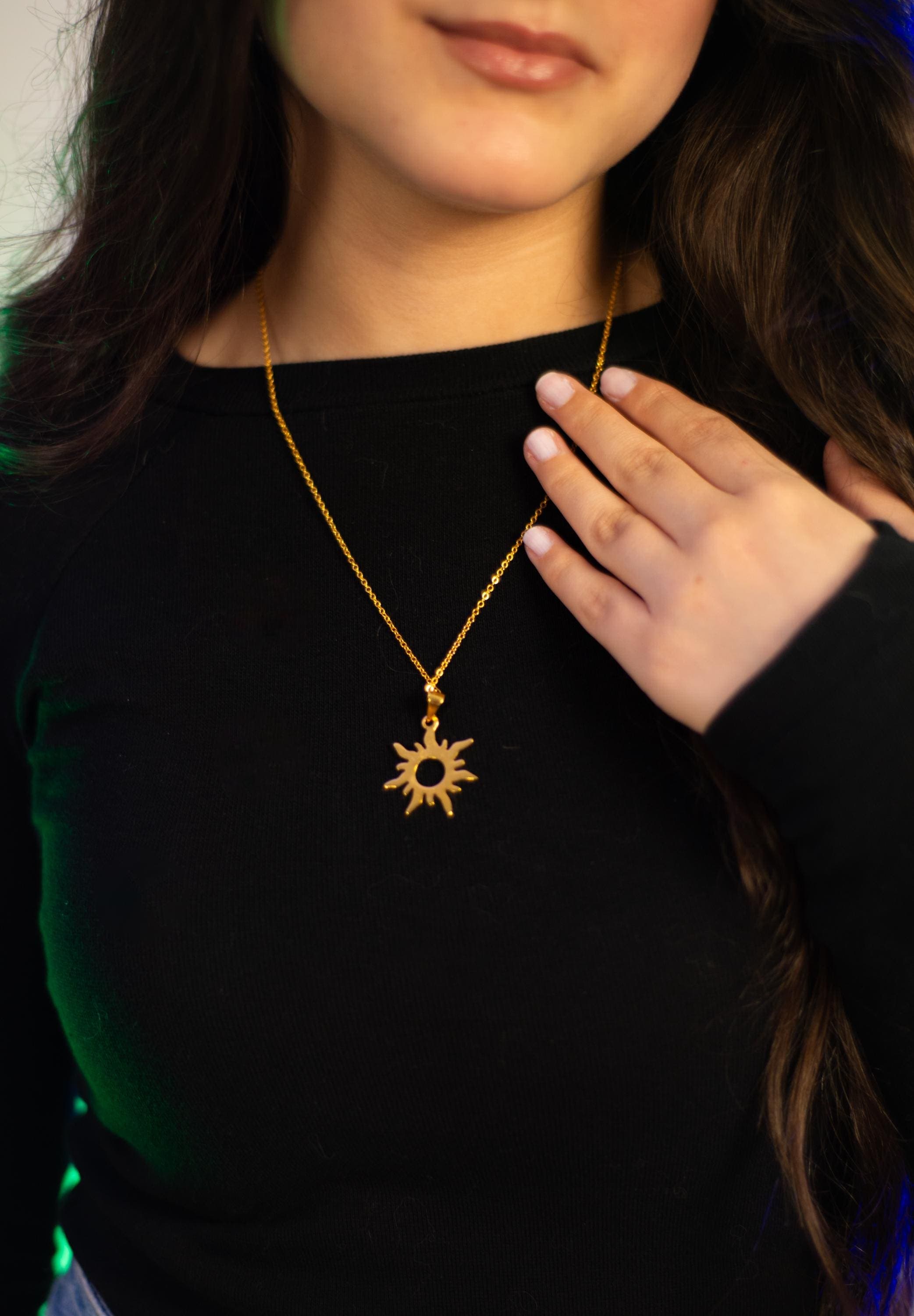 24k Gold-Plated Sunburst Earrings & Necklace Set; Dainty Celestial Jewelry; Starburst Pendant; Gift for Her; Minimalist Gold Set - image 3