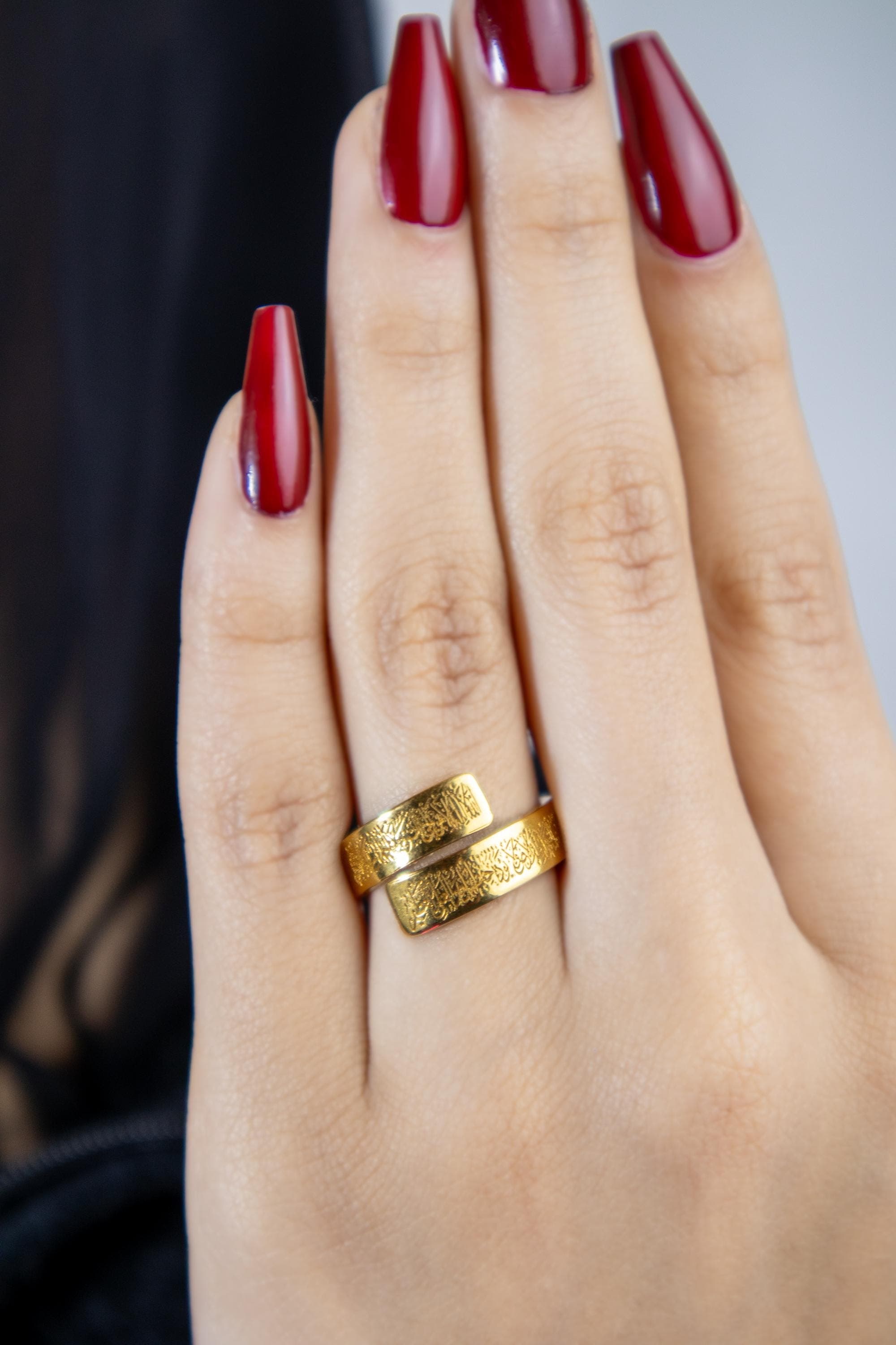 Ayatul Kursi Ring; 24k Gold-Plated; Islamic Calligraphy Jewelry; Quran Ring; Muslim Gift; Protection Jewelry; Eid Gift; Dainty; For Her - image 3