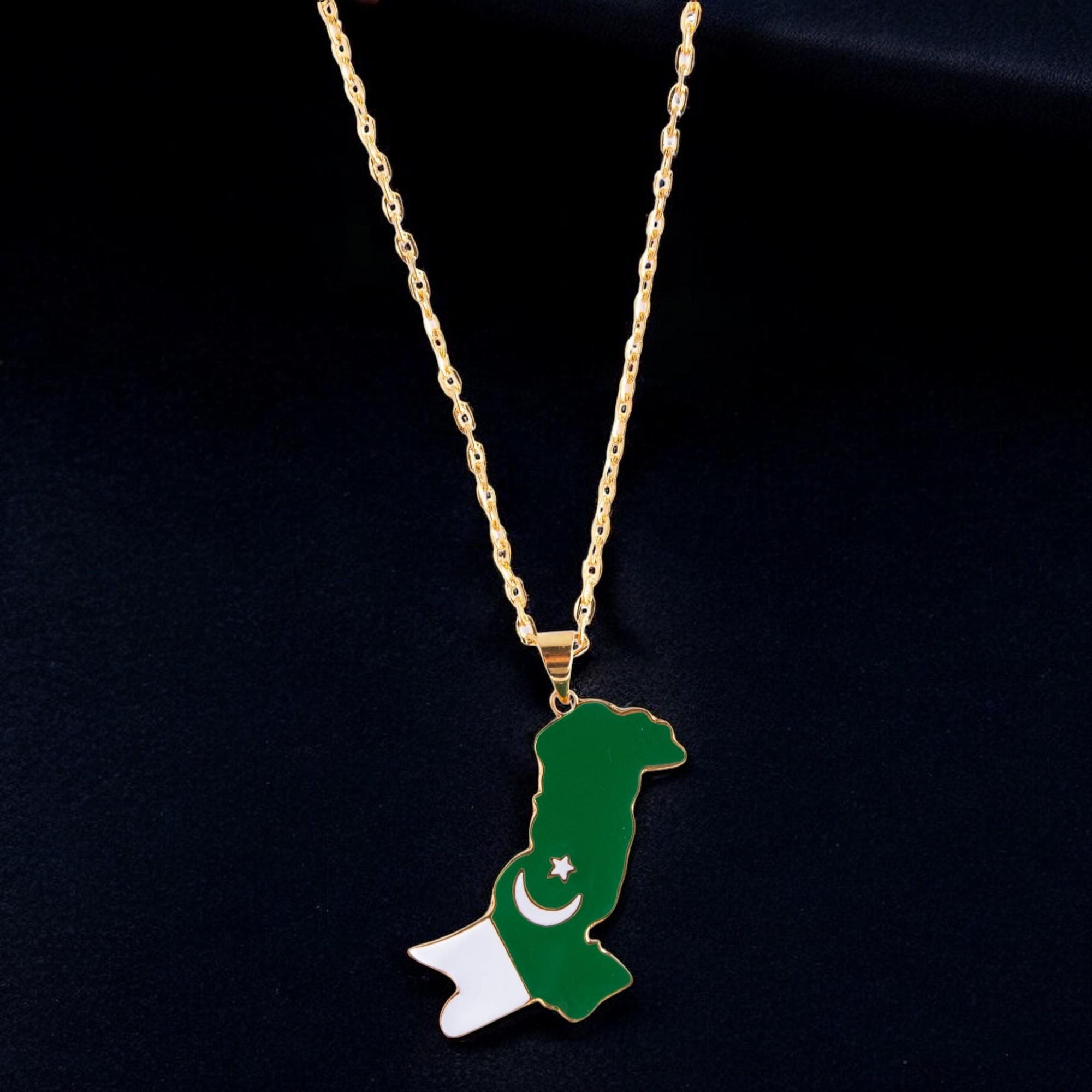 Pakistan Map Necklace; 24k Gold-Plated Pakistani Flag Pendant; Pakistani Jewelry; Heritage Necklace; Gift for Her - image 3