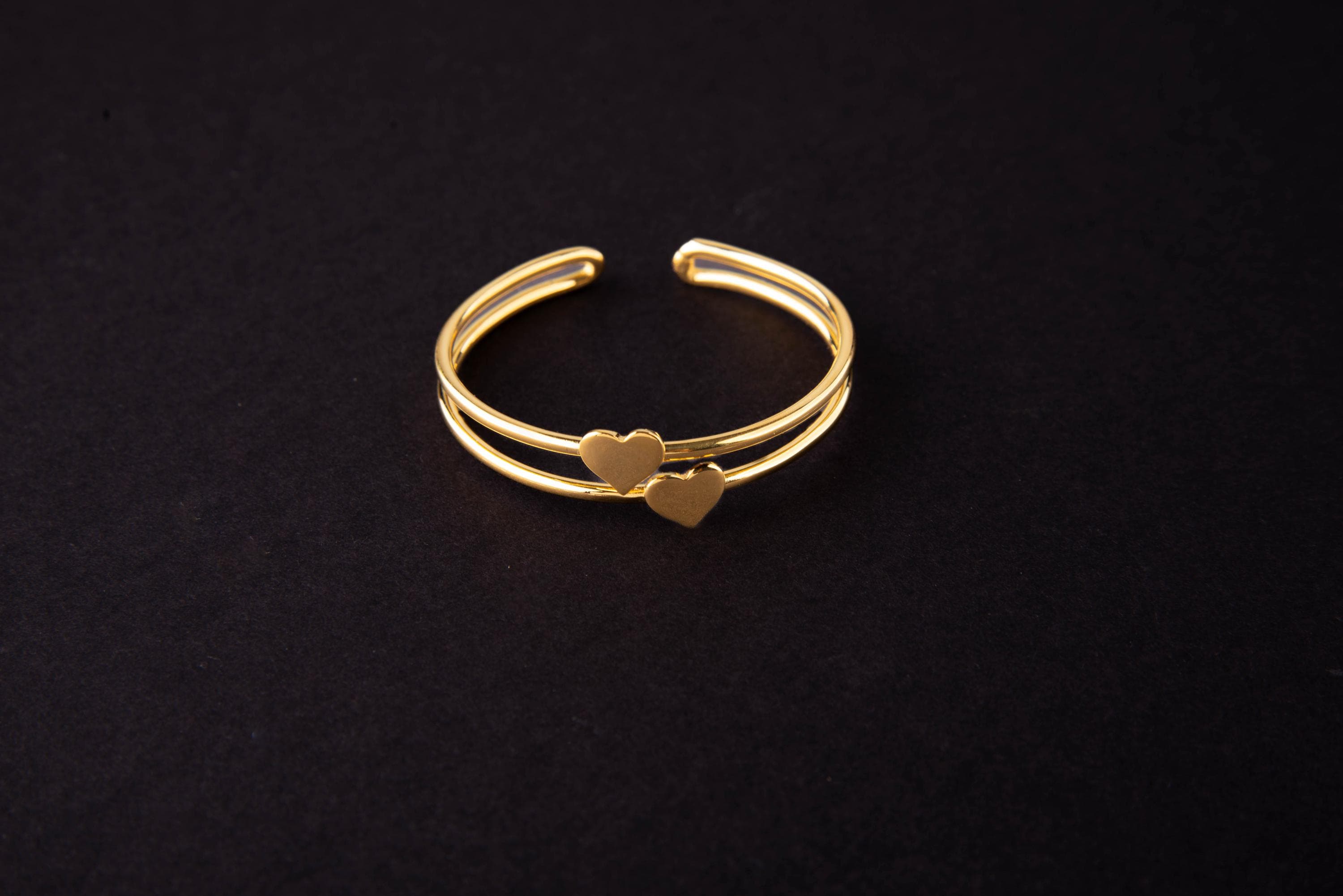 24k Gold-Plated Heart Jewelry Set; Minimalist Ring and Bracelet; Love Jewelry; Romantic Gold Gift for Her; Anniversary; Heart Jewelry - image 3