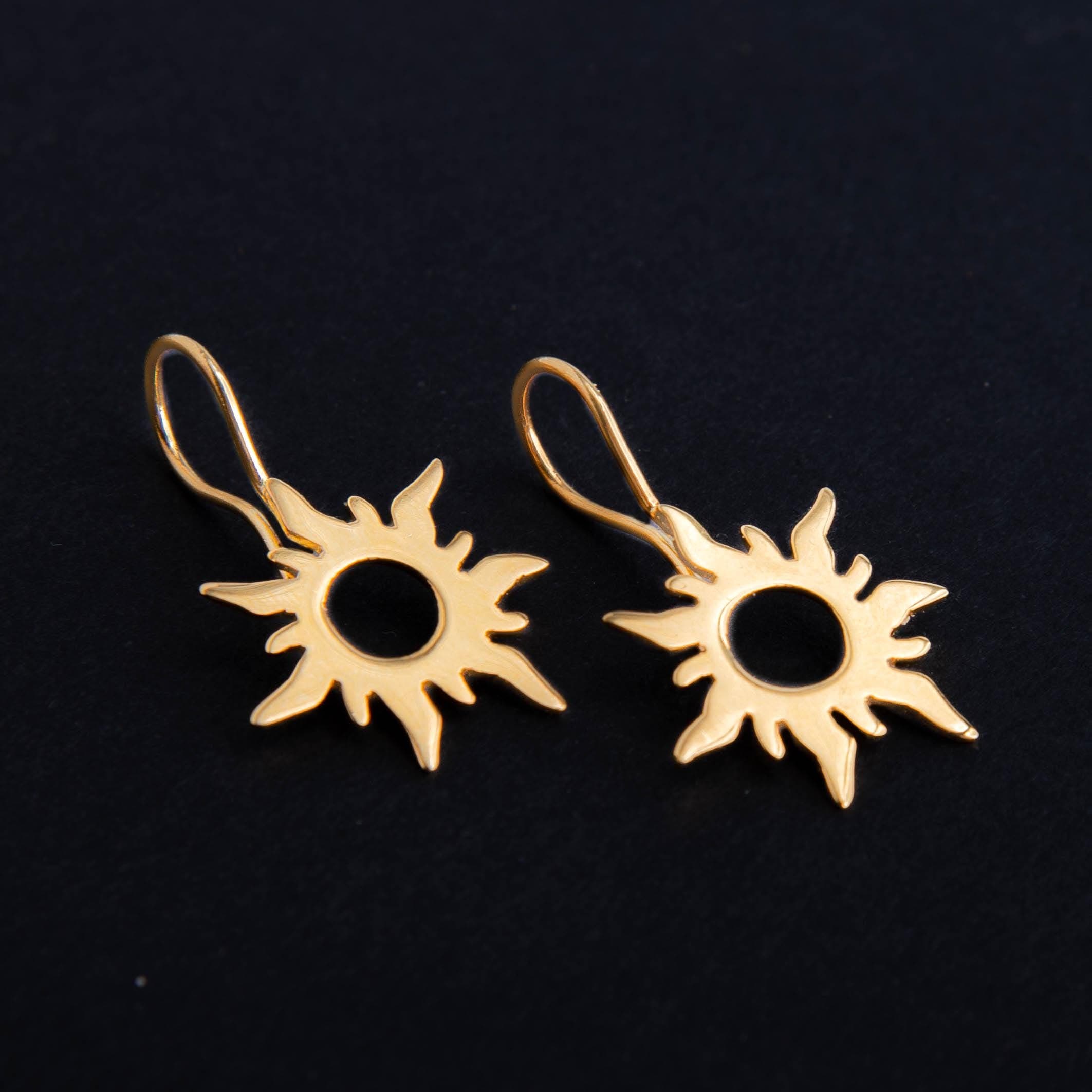 24k Gold-Plated Sunburst Earrings & Necklace Set; Dainty Celestial Jewelry; Starburst Pendant; Gift for Her; Minimalist Gold Set