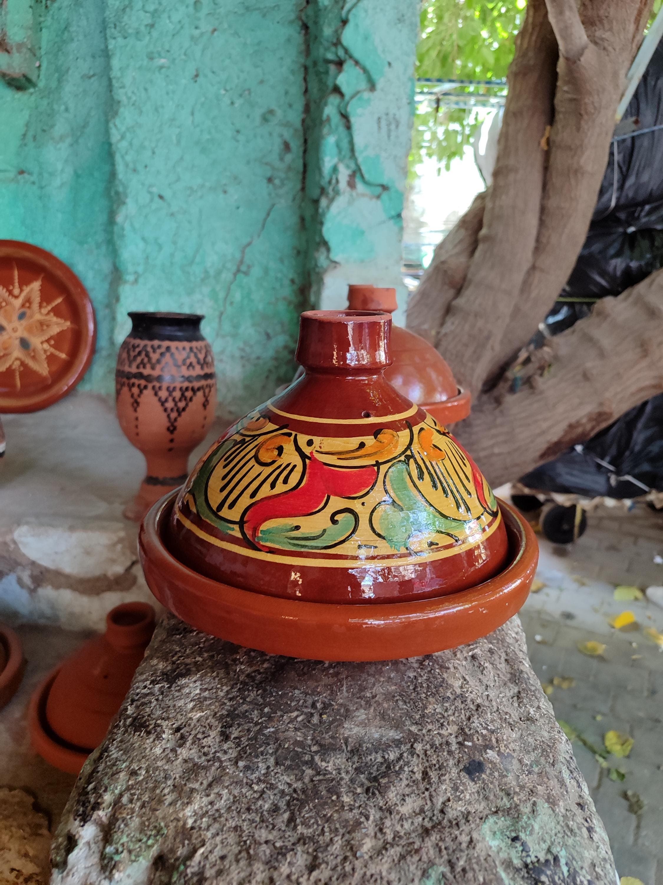 Hand-Painted Moroccan Tagine: Authentic Berber Clay Cookware