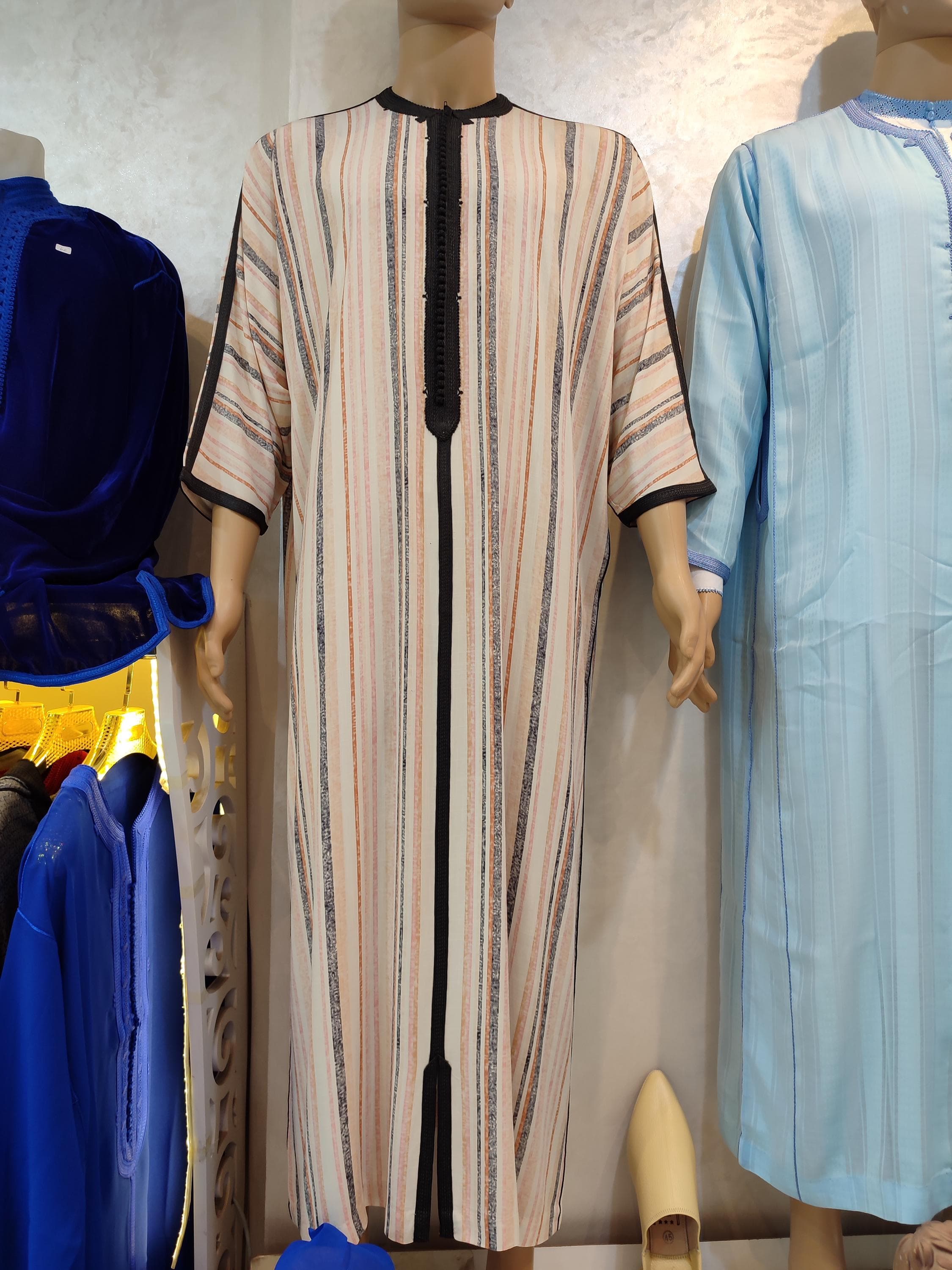 This premium wool jalabiya men garment offers both heritage and warmth. Designed with traditional Moroccan aesthetics in mind, this djellaba men piece features a generous cut, intricate stitch work, and a soft, insulating feel. Whether for mosque visits, cultural gatherings, or cozy days at home, it doubles as a kaftan men djellaba or thobe jubba for men versatile and refined for every occasion.