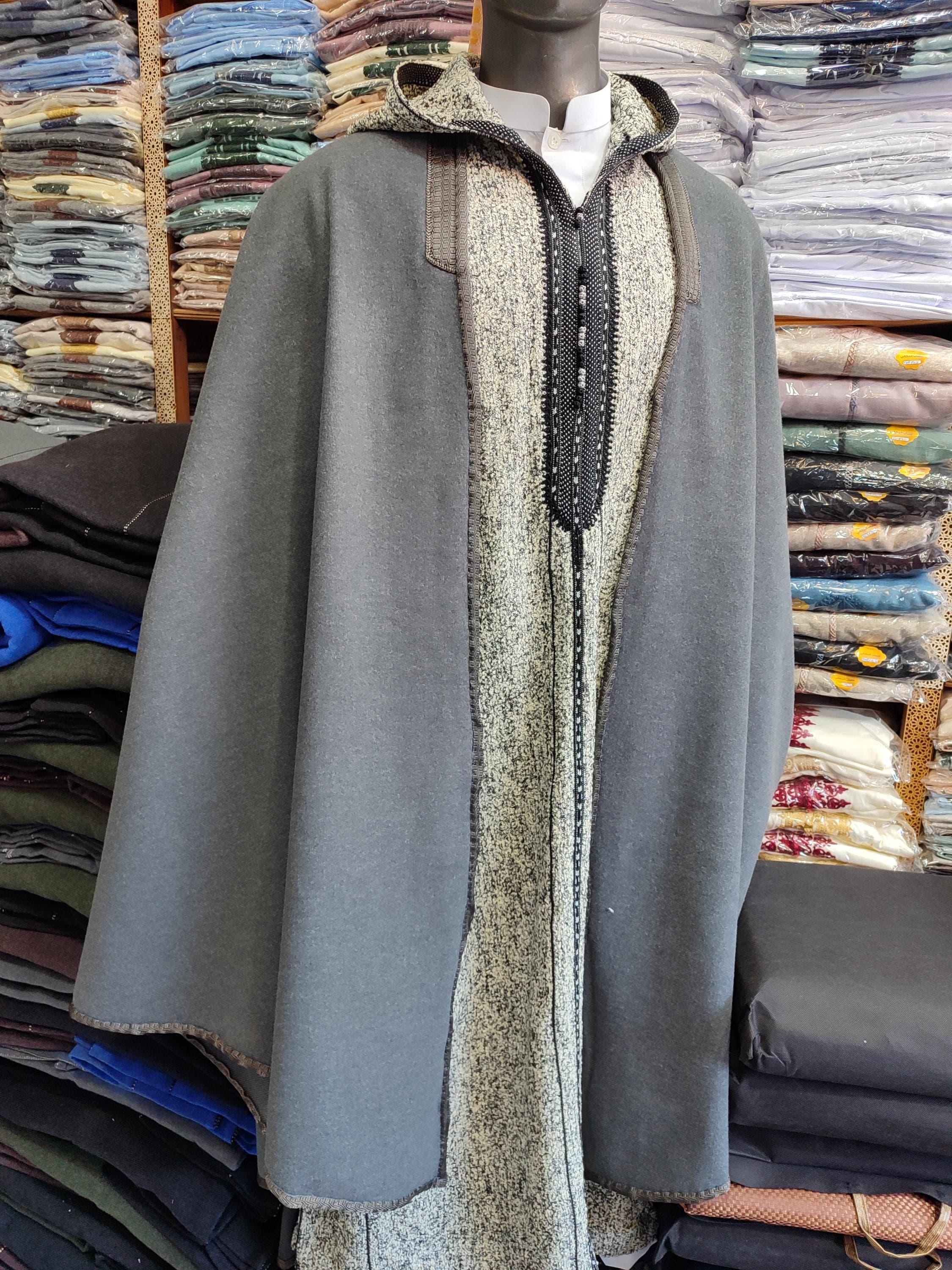 Our Hooded Thobe Set represents authentic Moroccan thobe craftsmanship, designed specifically for winter comfort. Made from heavyweight cotton djellaba material, this traditional djellaba provides exceptional warmth while maintaining breathability. The hooded thobe for men features classic Moroccan tailoring with modern comfort, perfect as both winter djellaba and ceremonial wear. This Moroccan gift men will appreciate combines cultural authenticity with practical design,