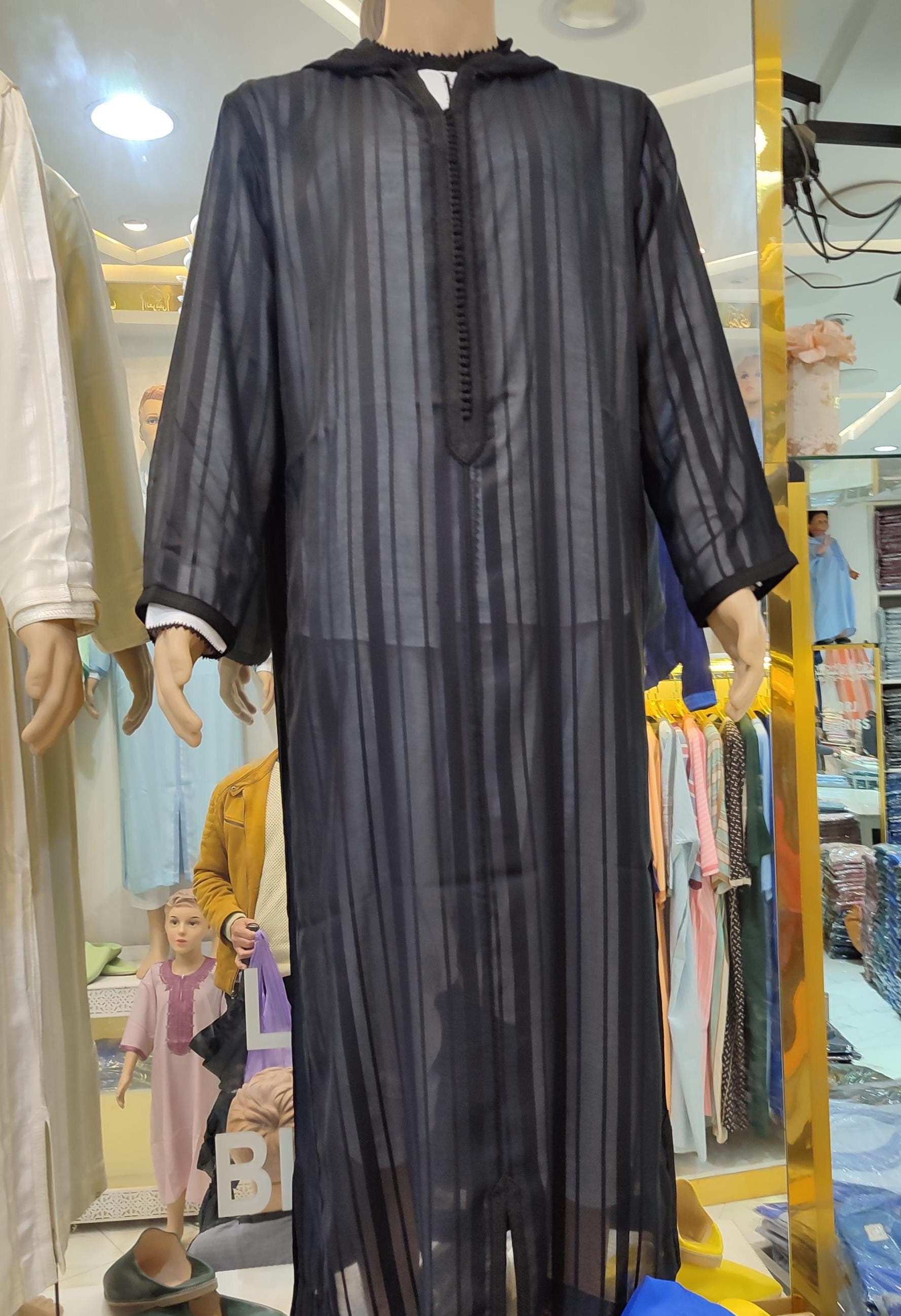 Black Moroccan Djellaba: Handcrafted Kaftan for Men