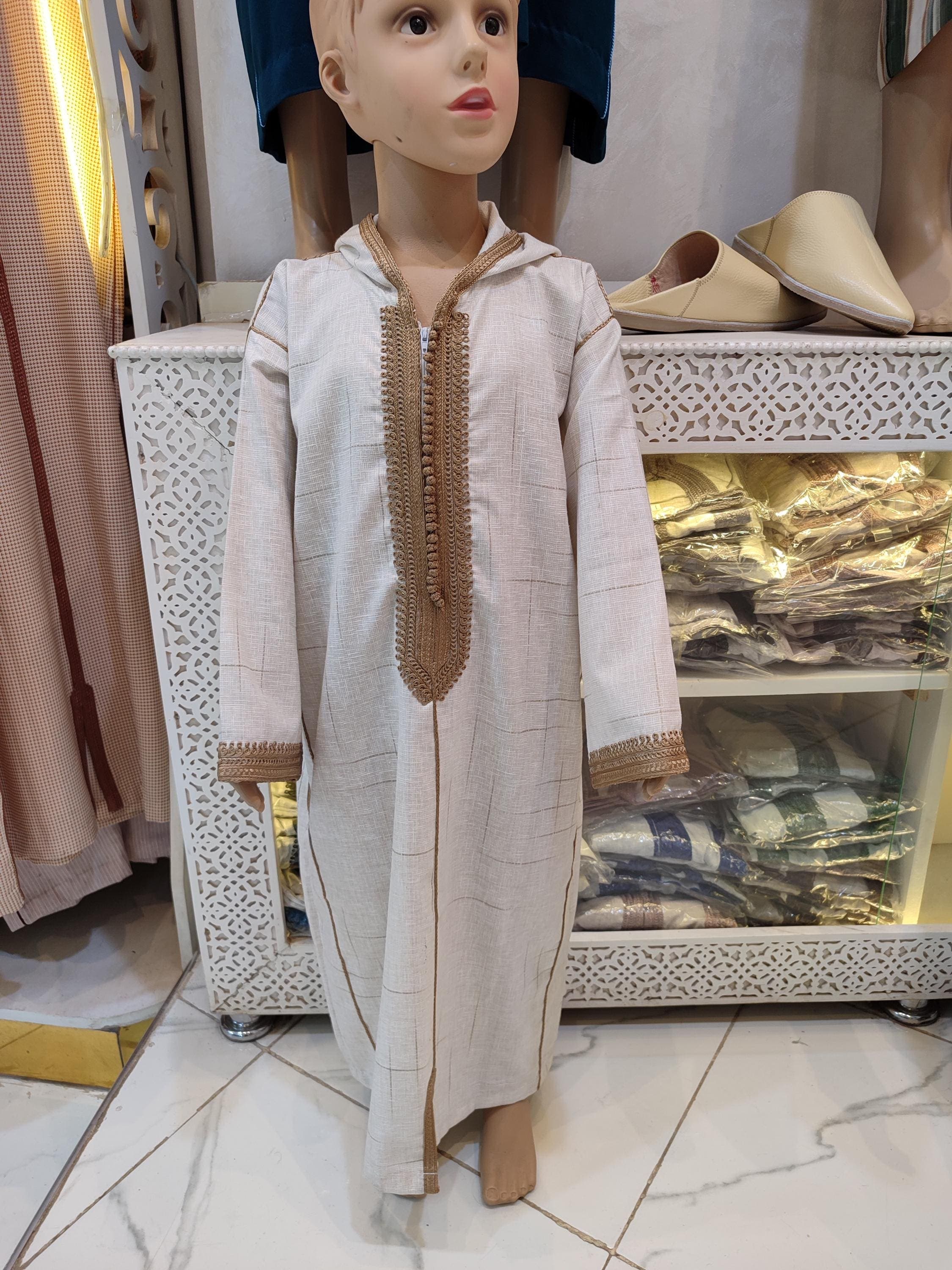 Custom Moroccan Kids Jalabiya: Handcrafted Embroidered Caftan