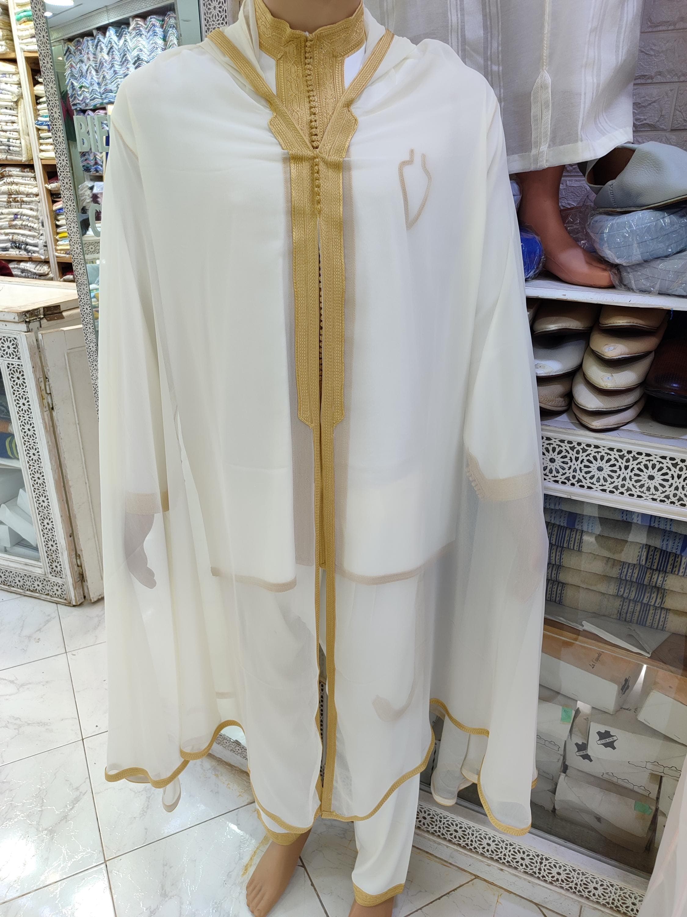 Moroccan Jabador with Selham: Royal Ivory & Gold Wedding Set