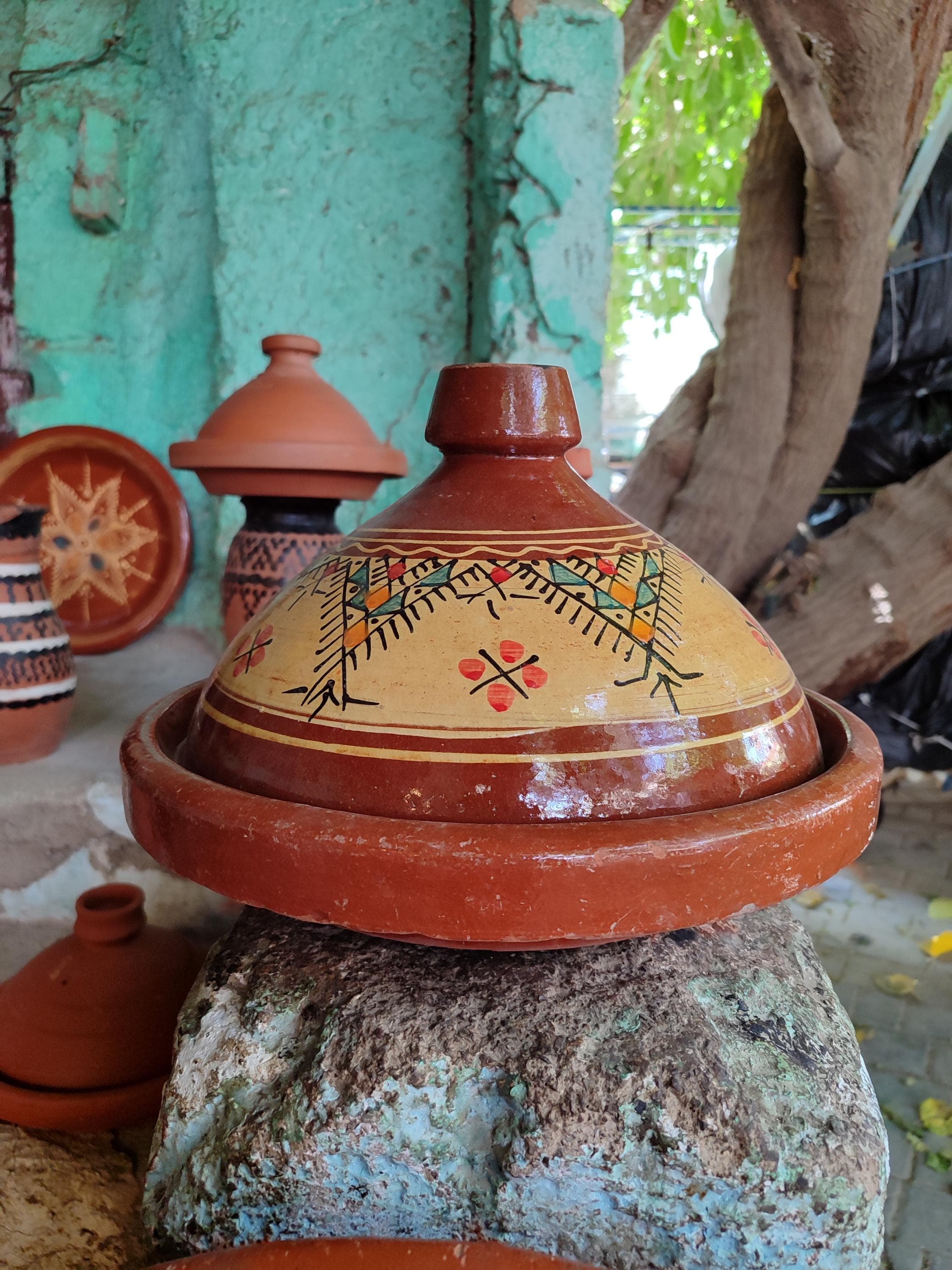 Hand-Painted Moroccan Tagine: Authentic Berber Clay Cookware