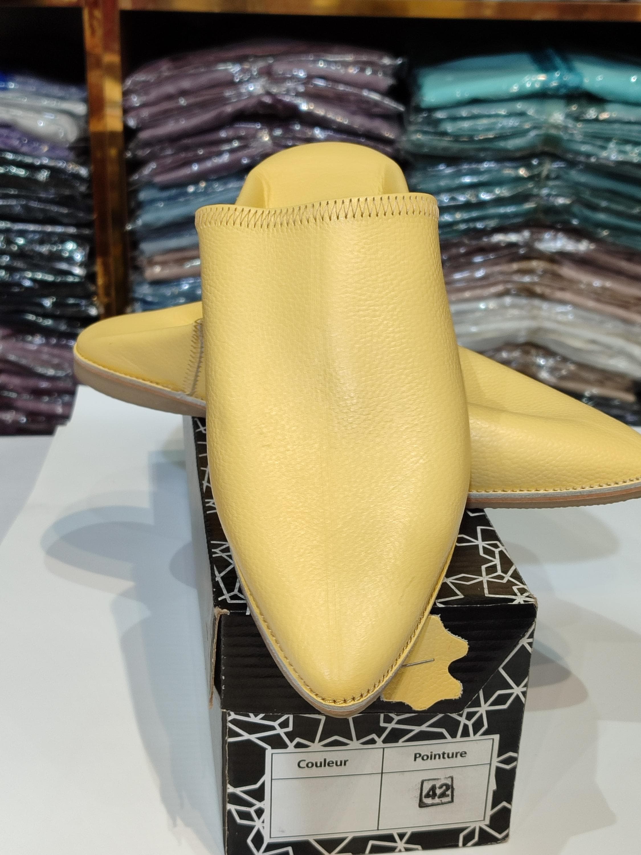 Handmade Moroccan Leather mens babouche Slippers - Authentic Yellow Shoes