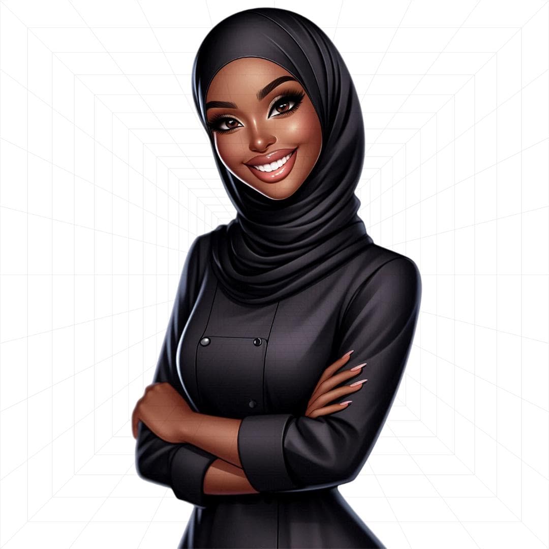 Muslim Woman Clipart, Hijab Fashion Clipart, Muslim Clipart, Afro Girl Clipart, Black Girl Clipart, Fashion Illustration, Afro Muslim Clipar - image 4
