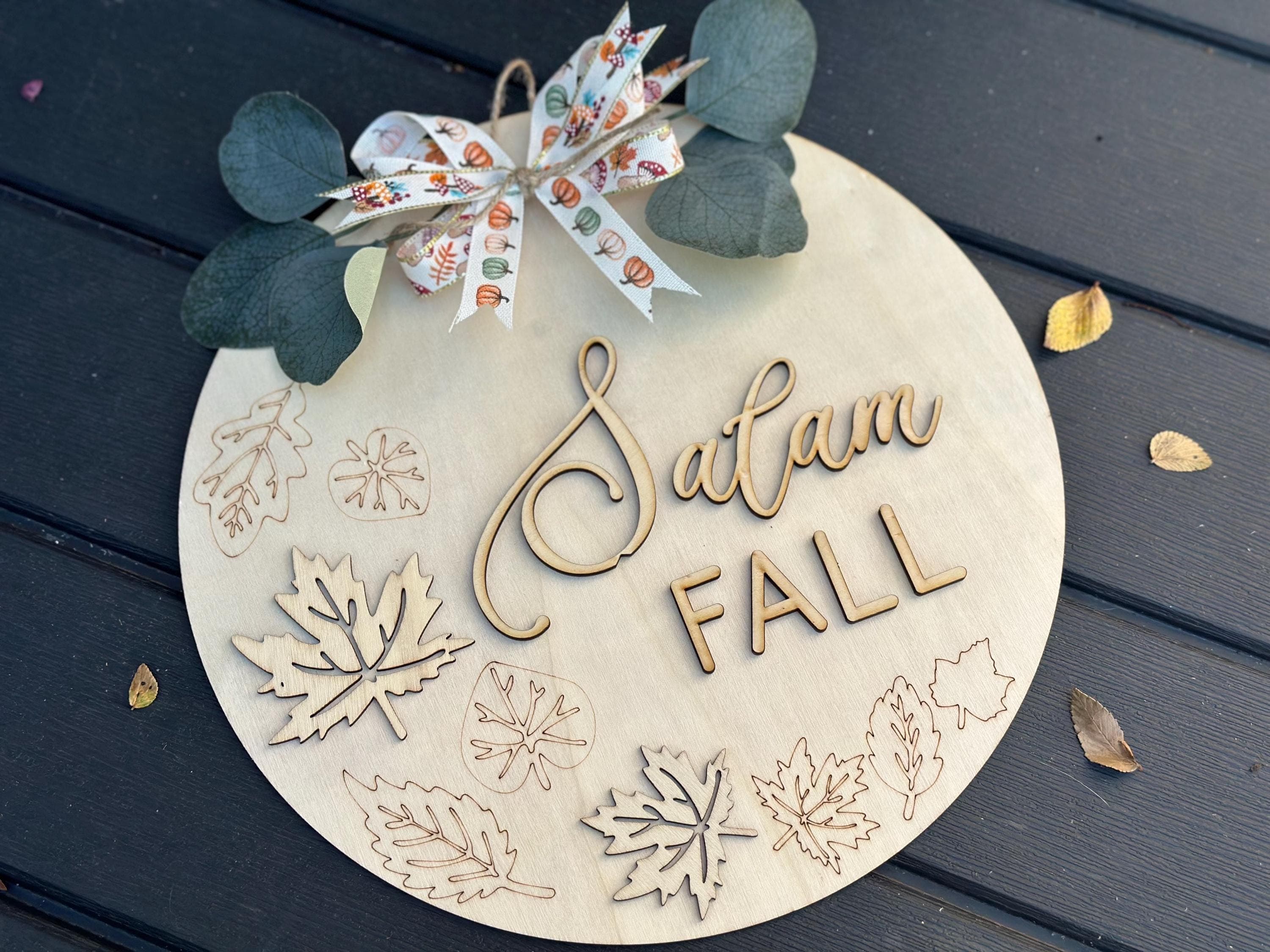 Salam Fall DIY project activity for kids teens, Fall Decor, Farmhouse Decor, Islamic Decor, Door Decor