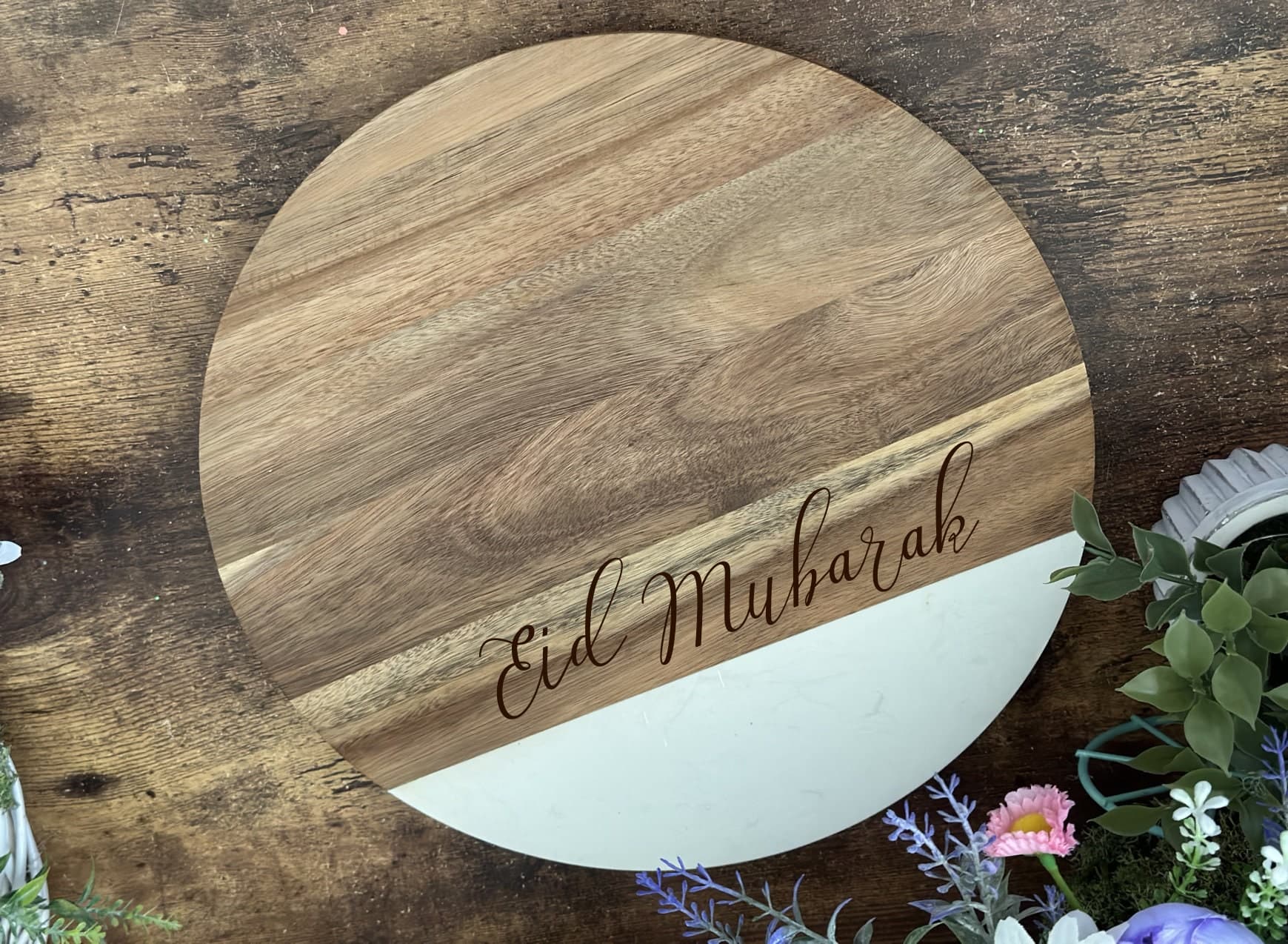 Lazy Susan, Custom Engraved Lazy Susan, Islamic decor, rustic decor, Ramadan Decor, Eid Decor, Eid gift - image 5