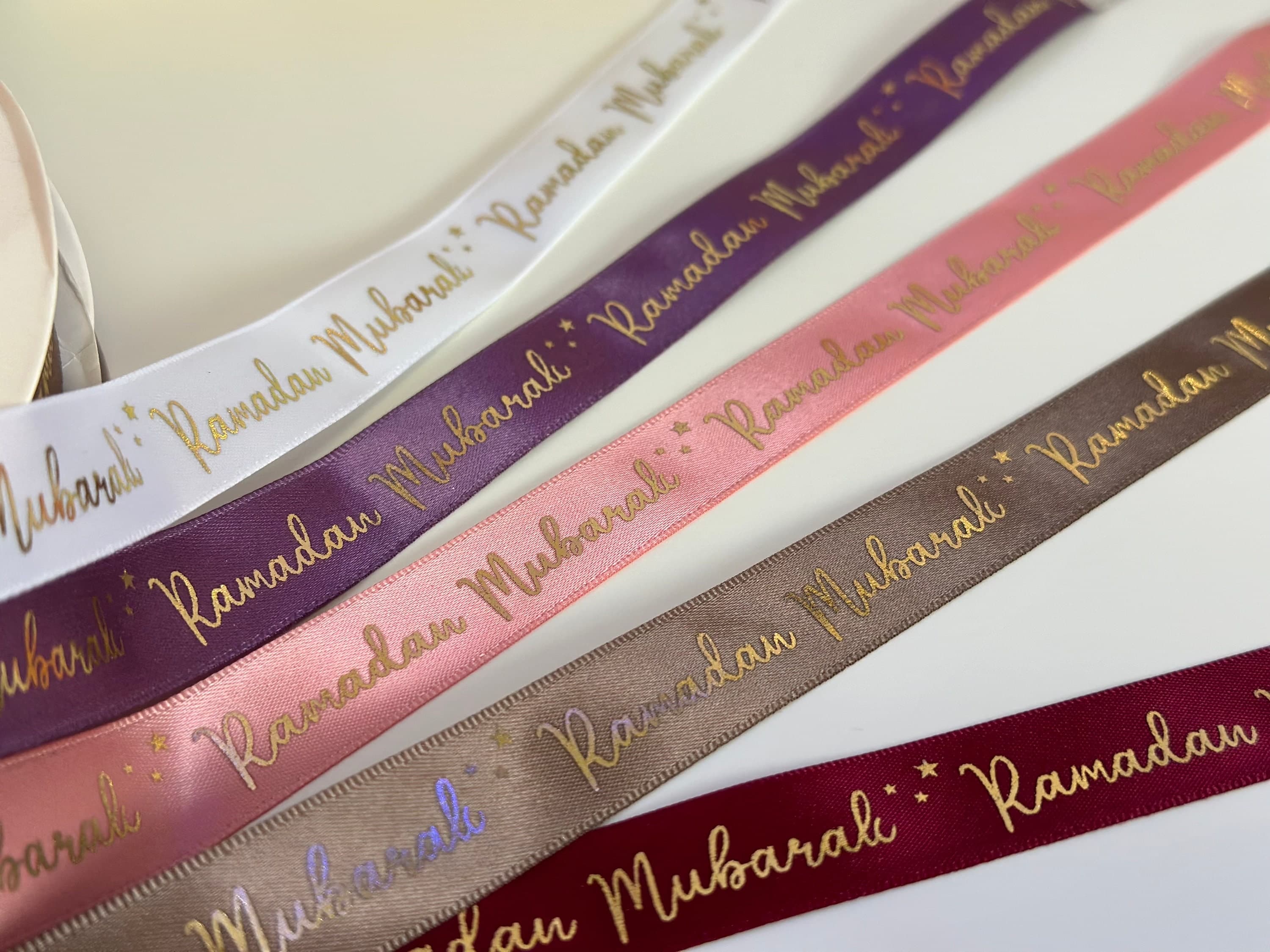Ramadan Mubarak Satin Ribbon, Gift Packaging Ribbon, Ramadan Ribbon