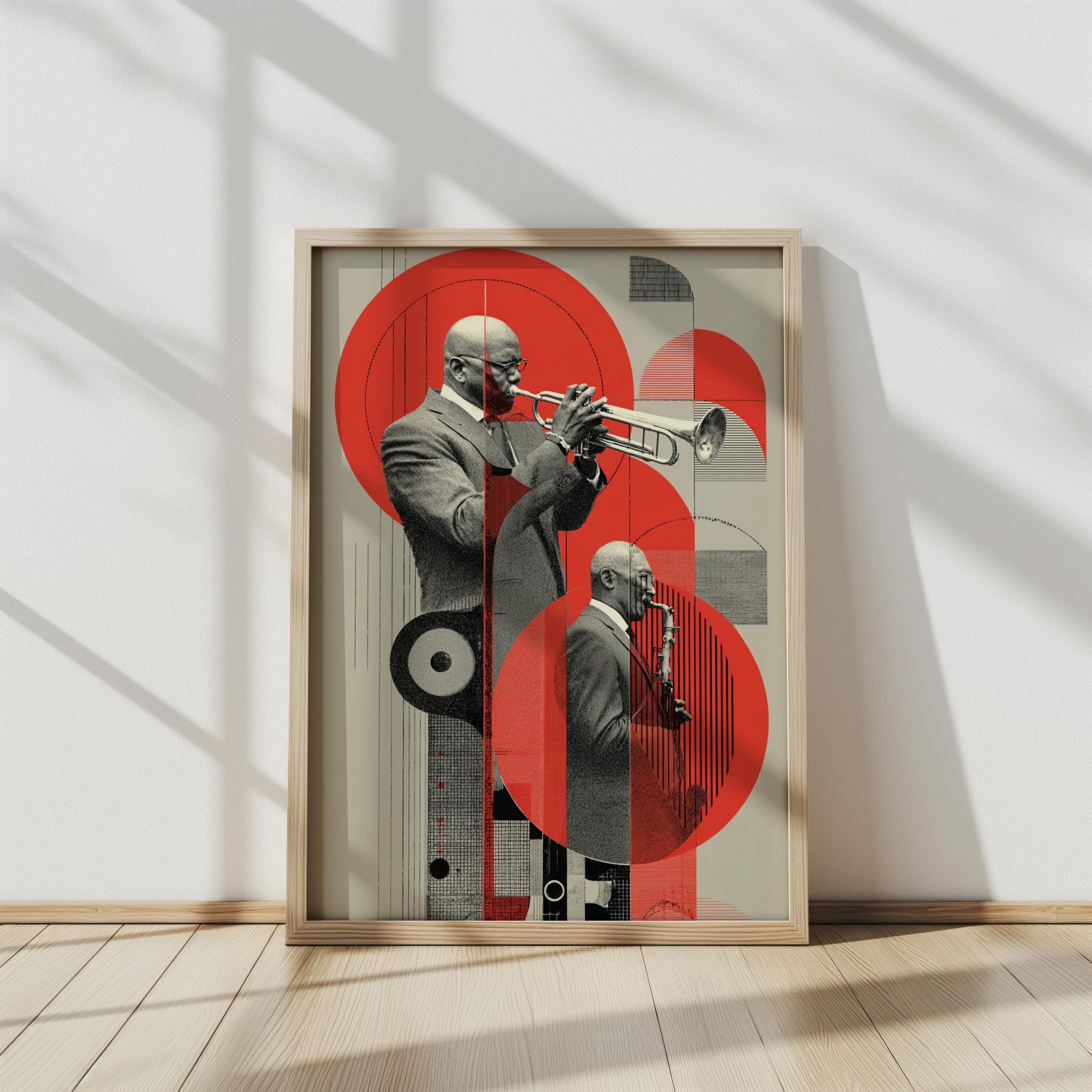 Bauhaus Duo – Jazz Fusion Wall Art, Trumpet and Saxophone Music Print