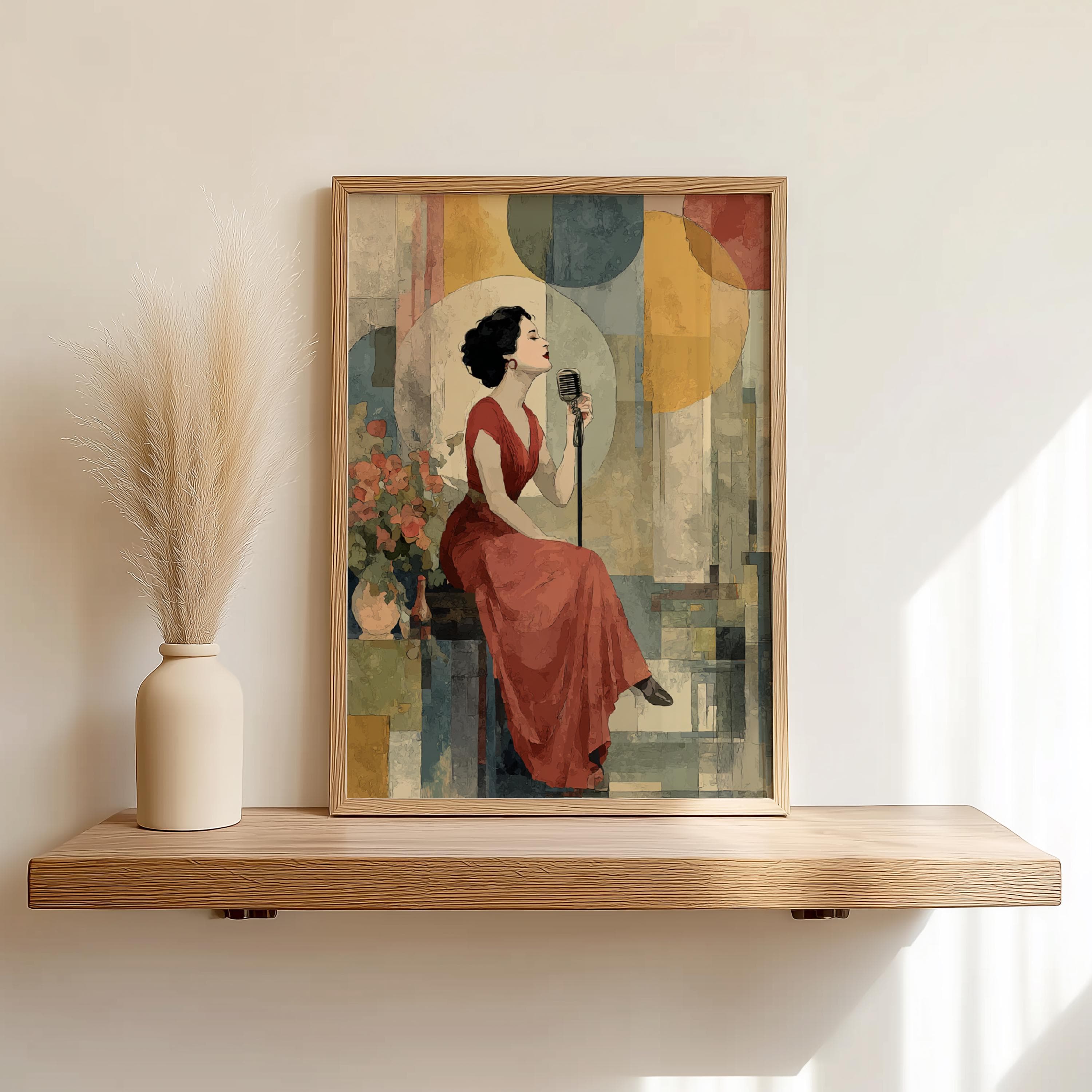 Elegant Jazz Songstress – Bauhaus Fusion Wall Art, Vintage Jazz Singer Poster - image 5