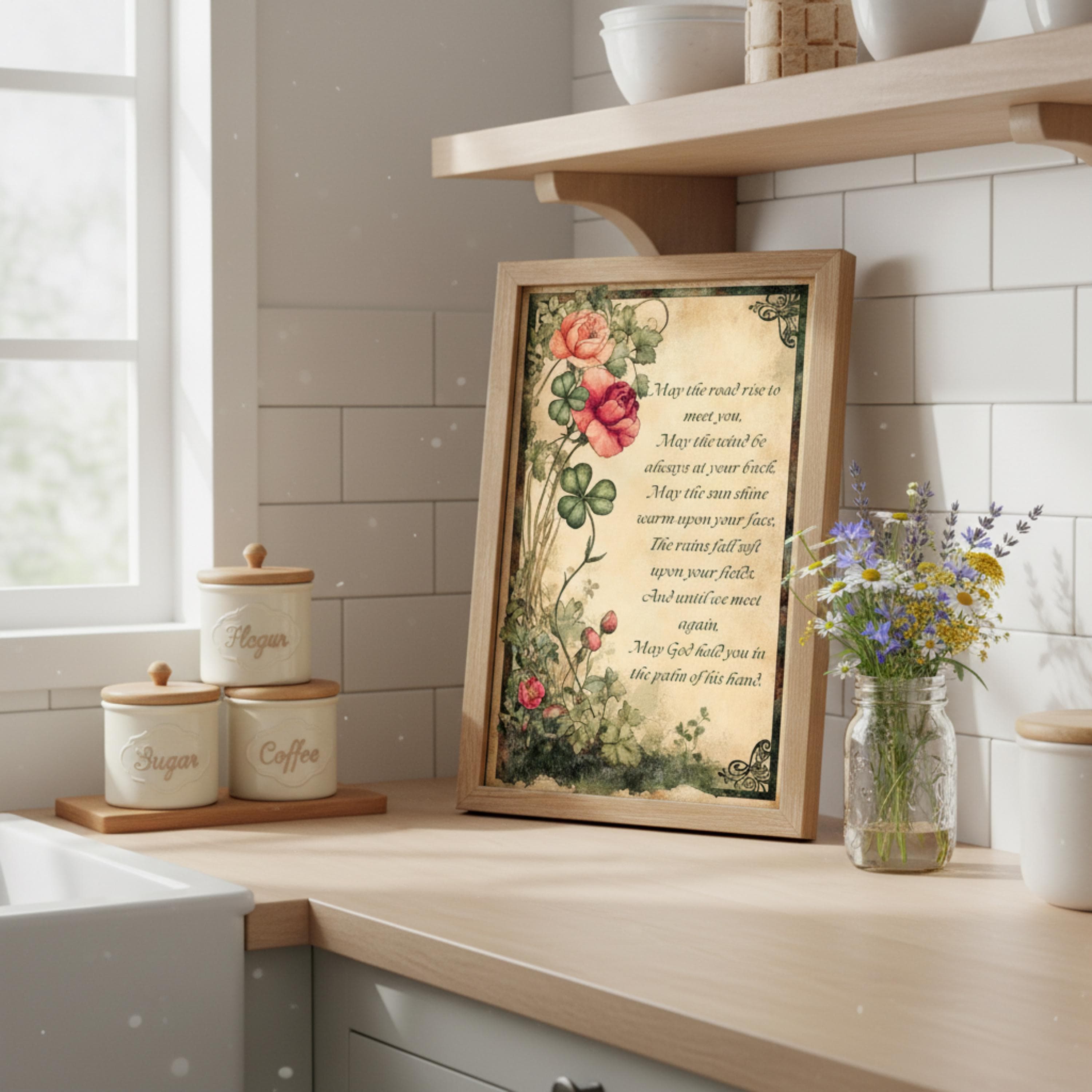 Irish Blessing Art Print • Vintage Floral Celtic Decor - image 5