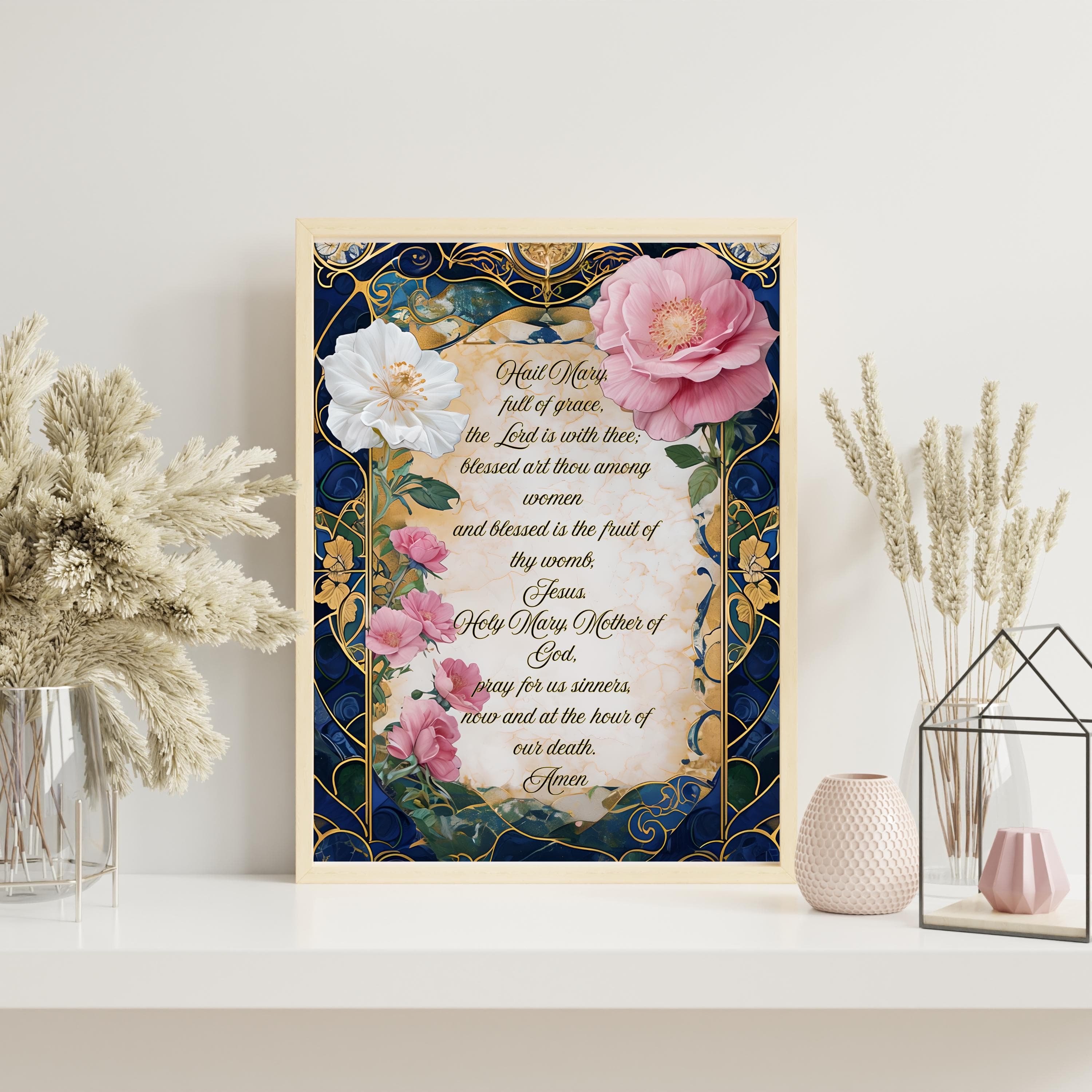 Hail Mary Floral Print: Catholic Home Decor, Fine Art Poster - image 5