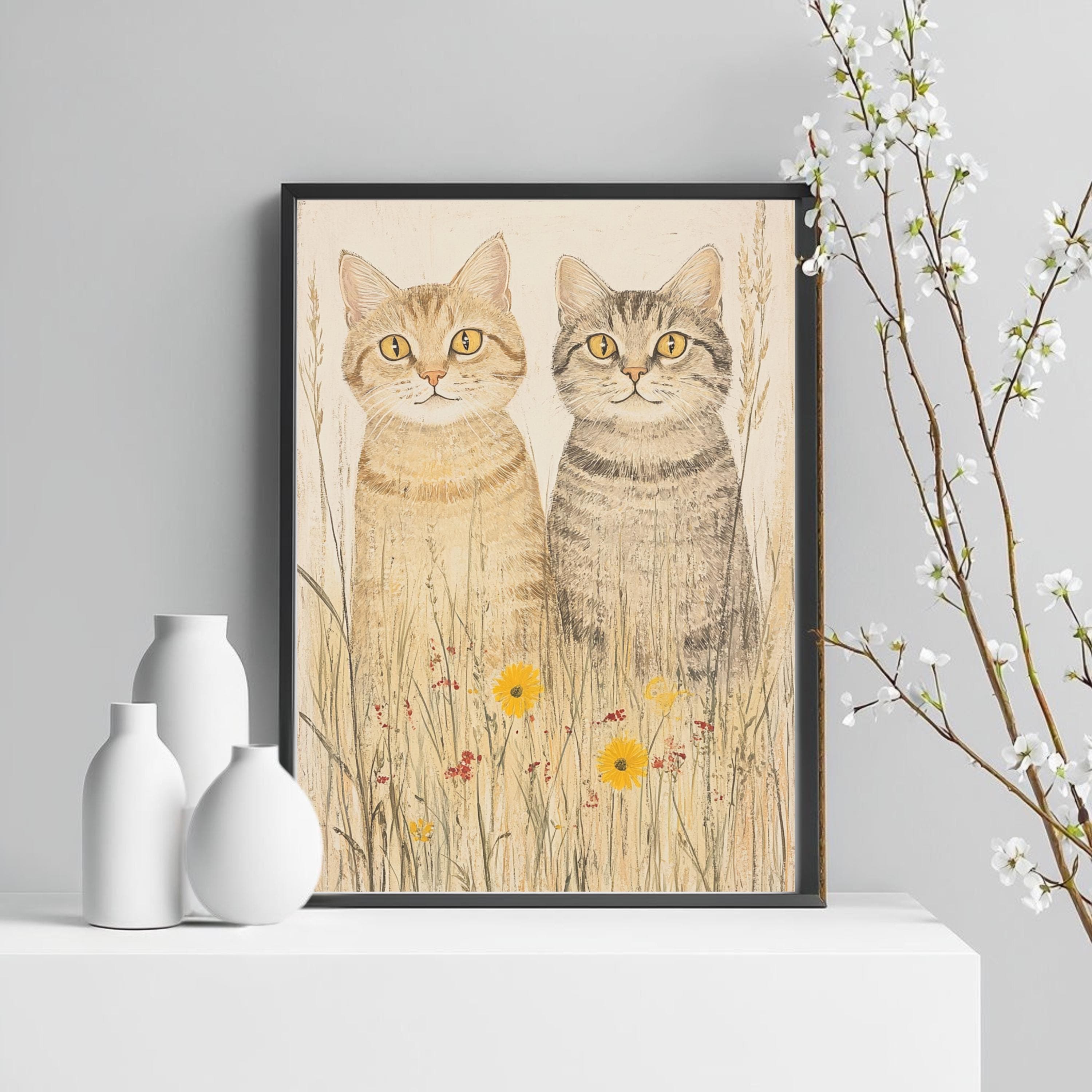 Coastal Tabby Cat Art Print: Whimsical Seaside Wildflowers Watercolor - image 5