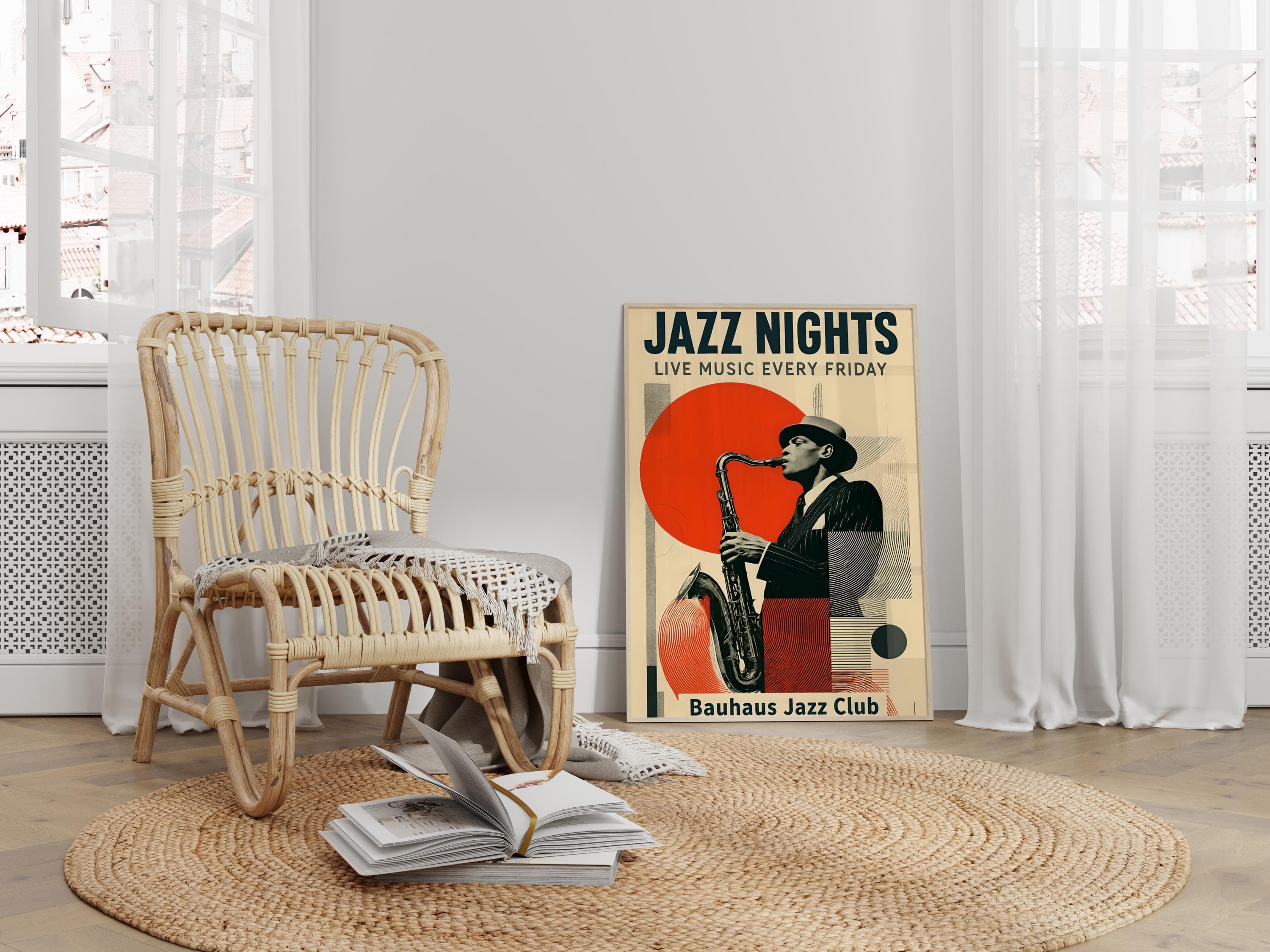 Bauhaus Jazz Saxophonist Poster: Modern Music Room Wall Art - image 5