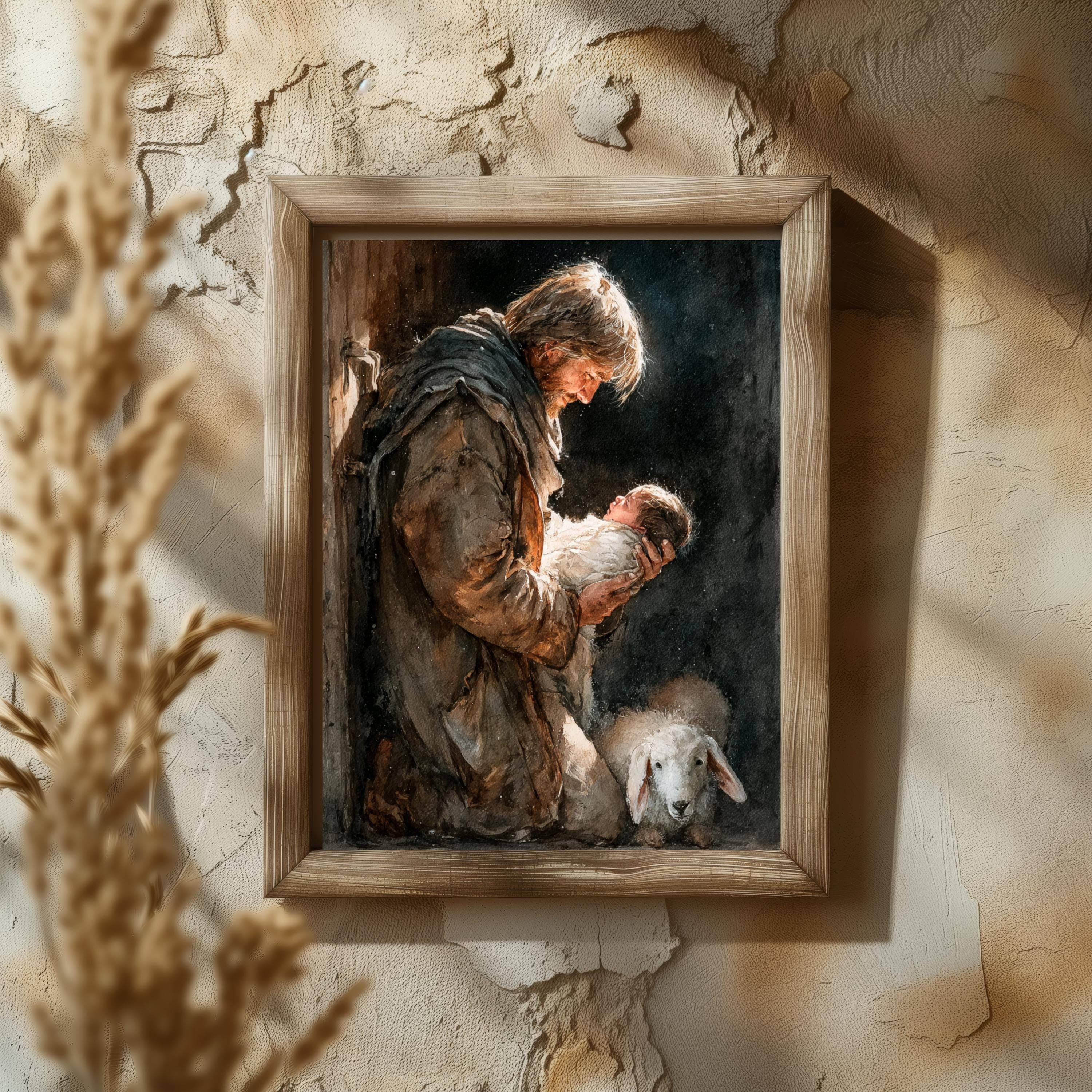Saint Joseph and baby Jesus Art Print | Catholic Fine Art - image 3
