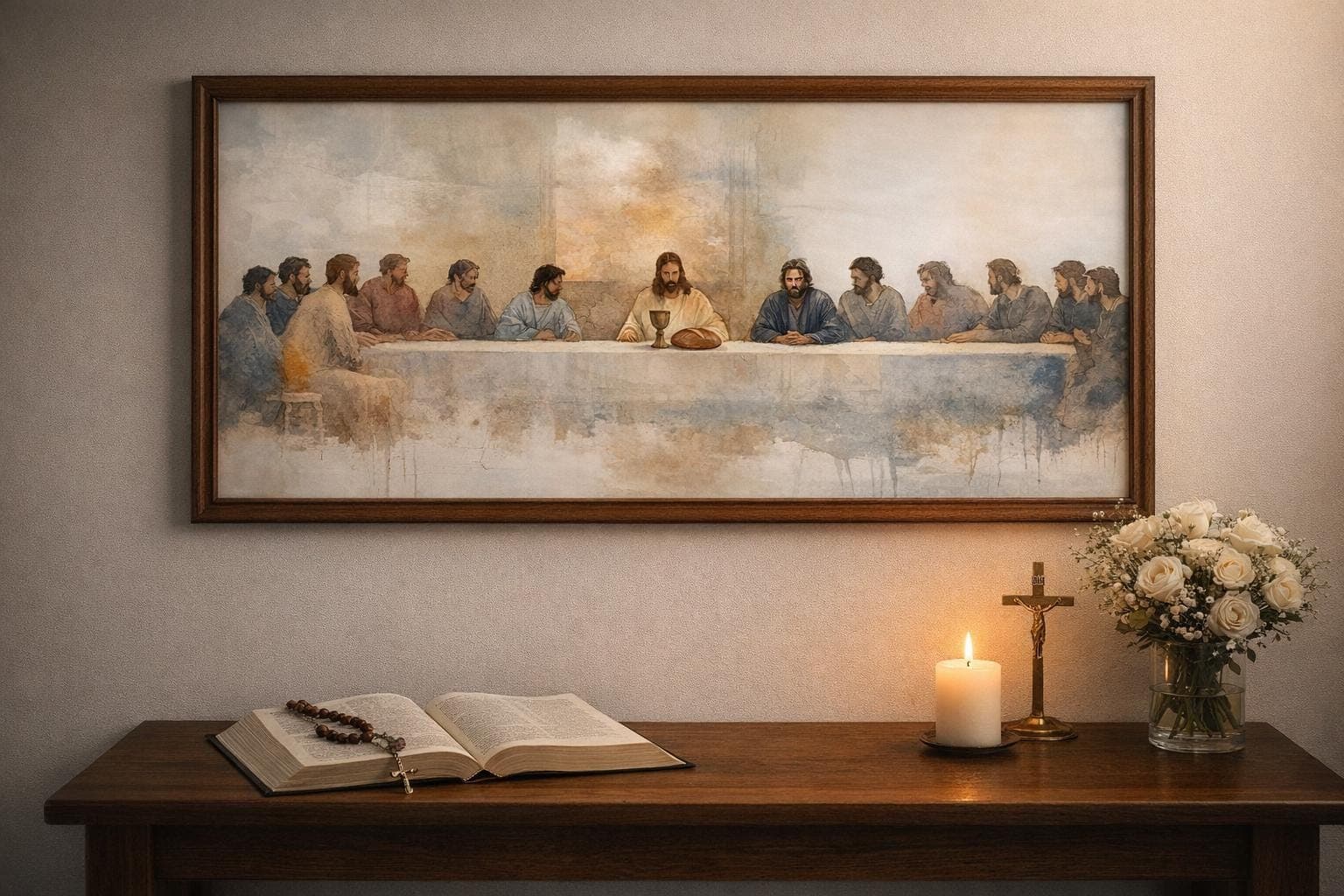 Last Supper watercolor | Eucharistic Christian Wall Art | Catholic Faith Print - image 3