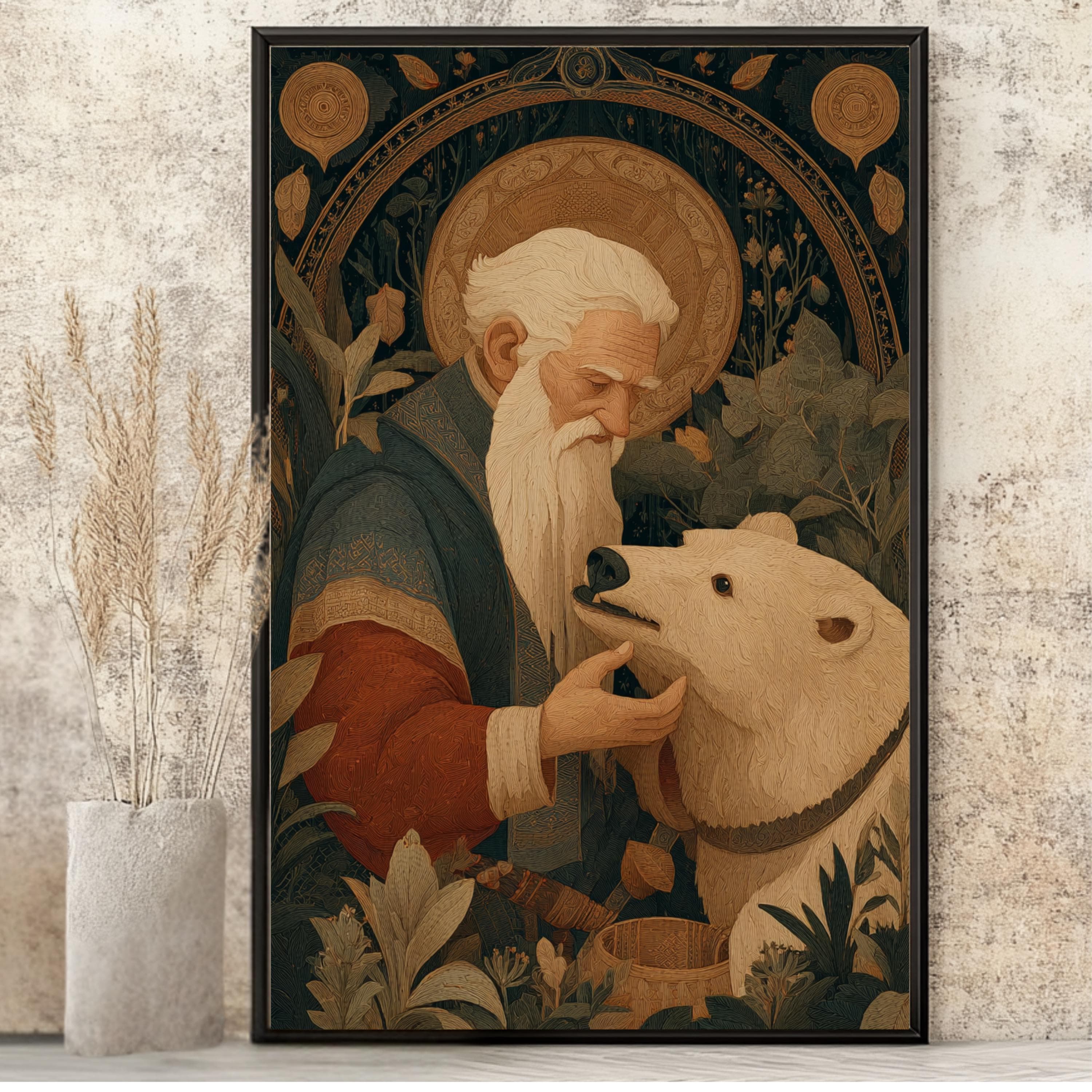 Saint Seraphim of Sarov Art Print, Russian Orthodox Icon, Fine Art Poster