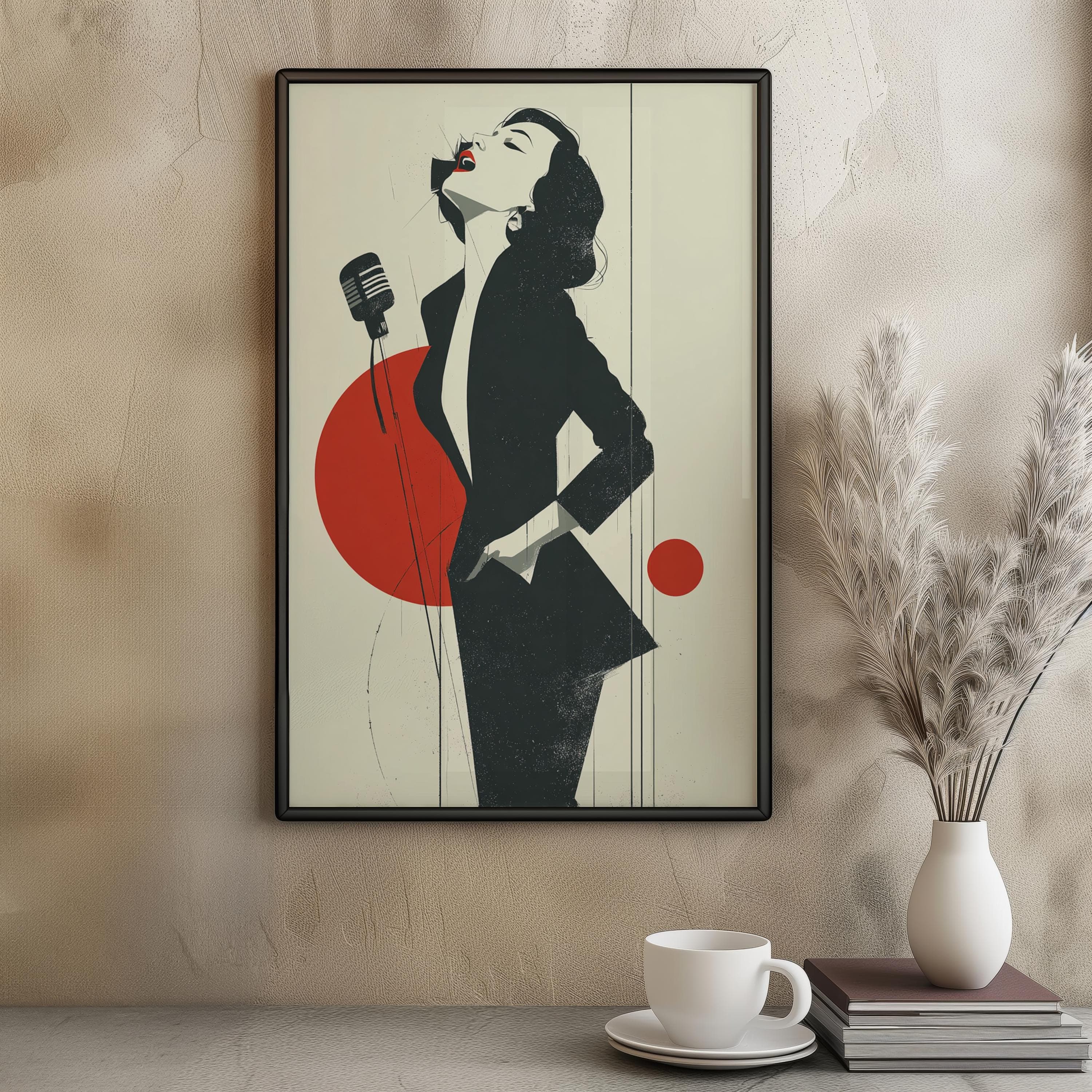 Jazz Singer – Bold Bauhaus Jazz Fusion Wall Art, Modern Music Print