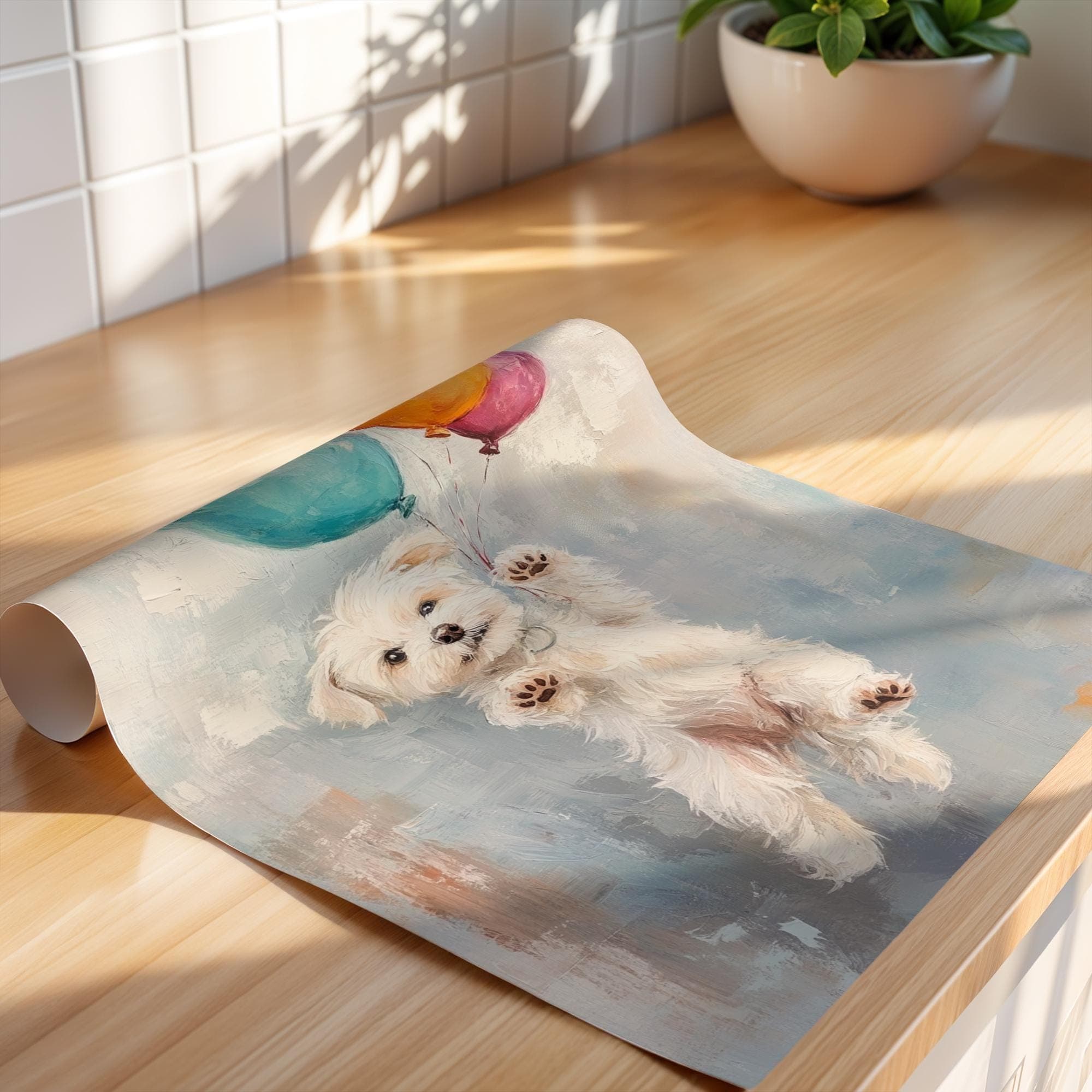 Floating Puppy with Balloons Fine Art Poster | Nursery Wall Art - image 5