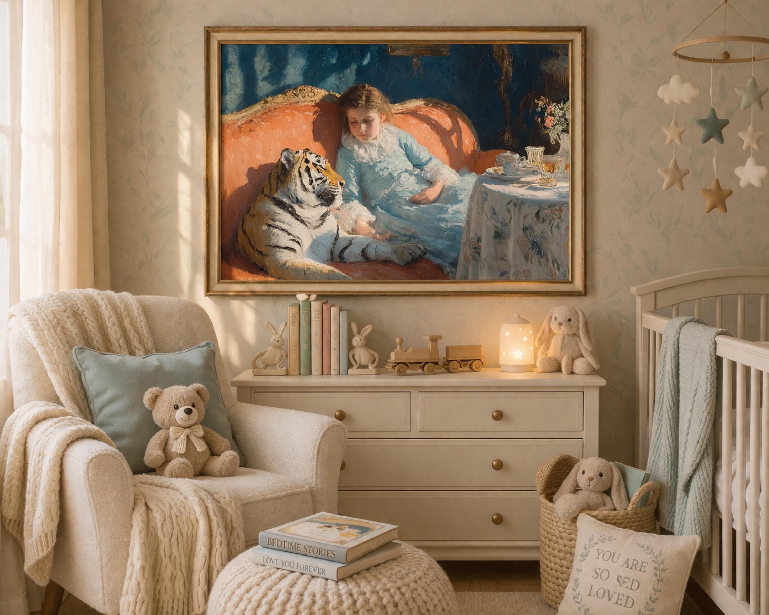 Girl and Tiger Painting Matte Canvas - image 5