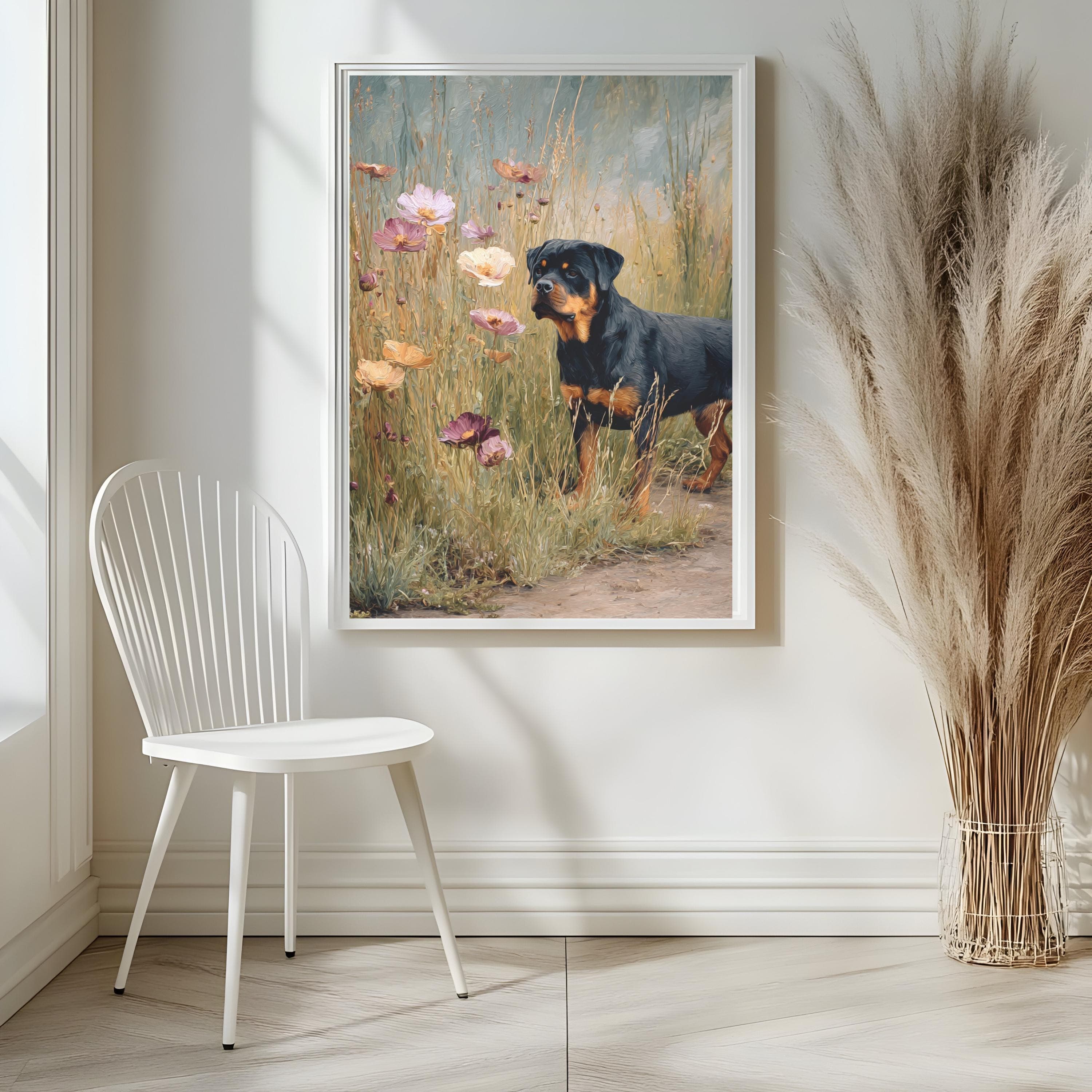 Rottweiler Wall Art Print | Canine Companions Collection | Impasto Dog Portrait | Rustic Rottweiler Lover Gift - image 4
